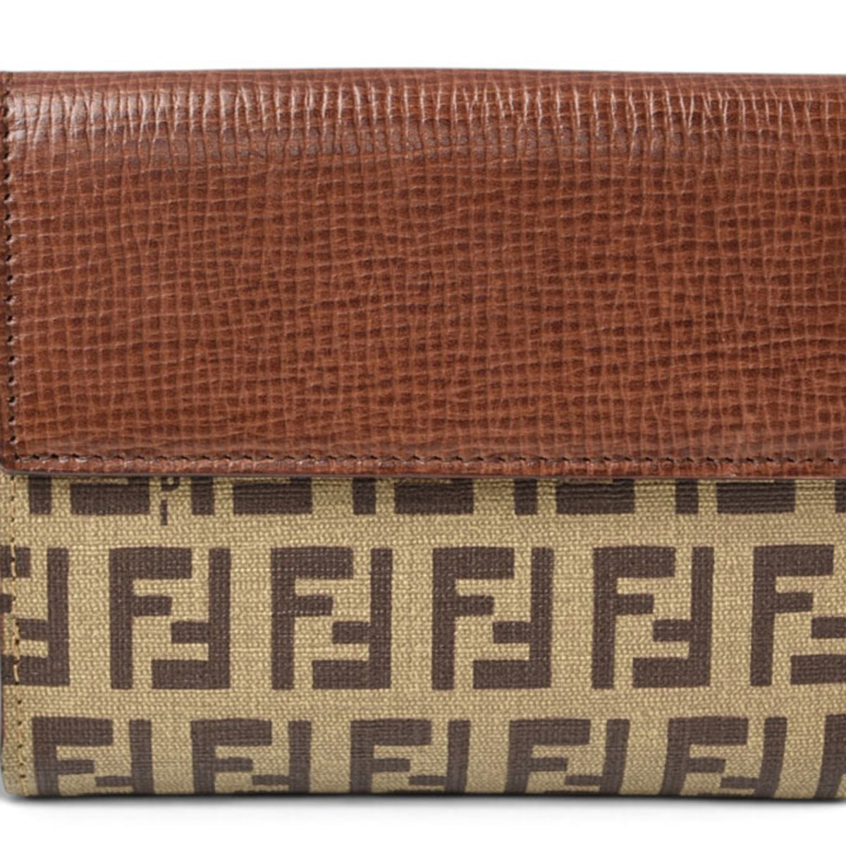 Fendi Beige Brown Brown Pvc Leather Wallet (Bi-Fold) (Pre-Owned)