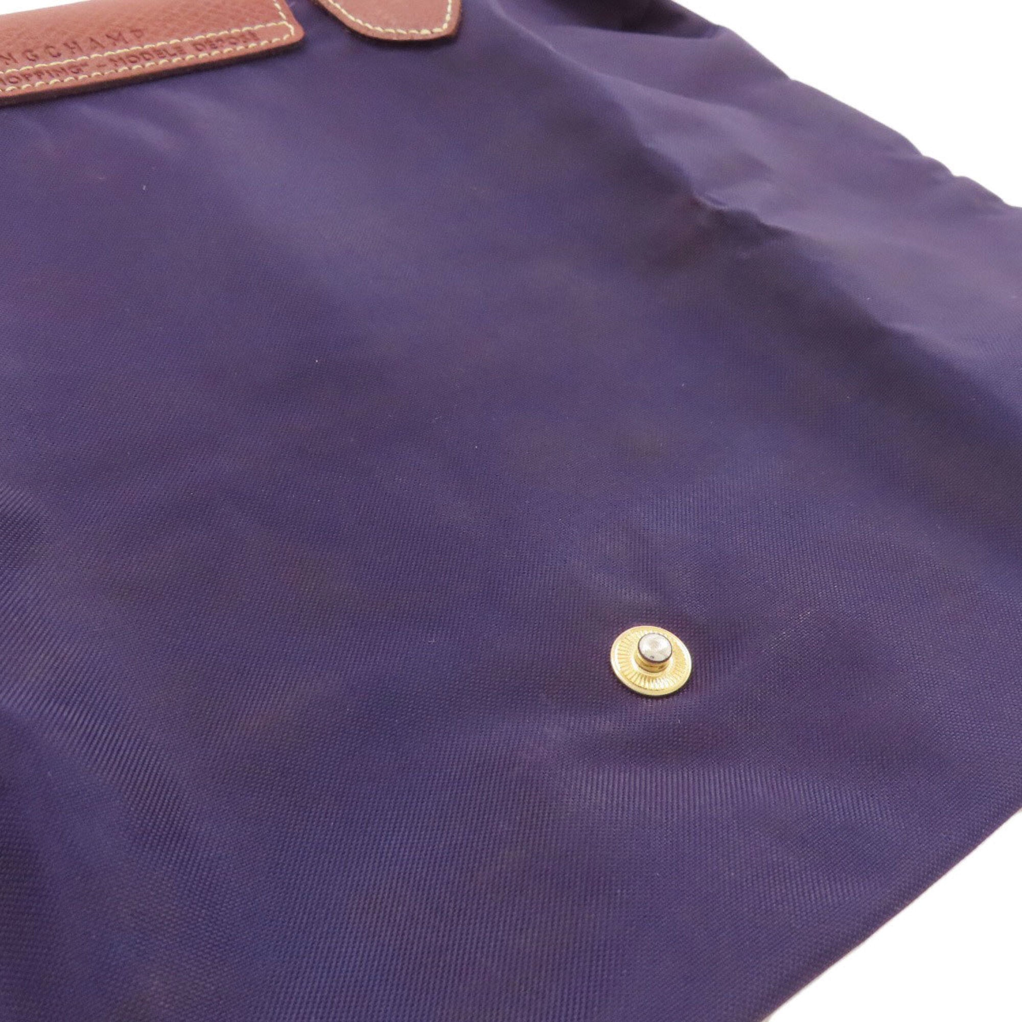 Longchamp Le Pliage Brown Purple Nylon Handbag (Pre-Owned)