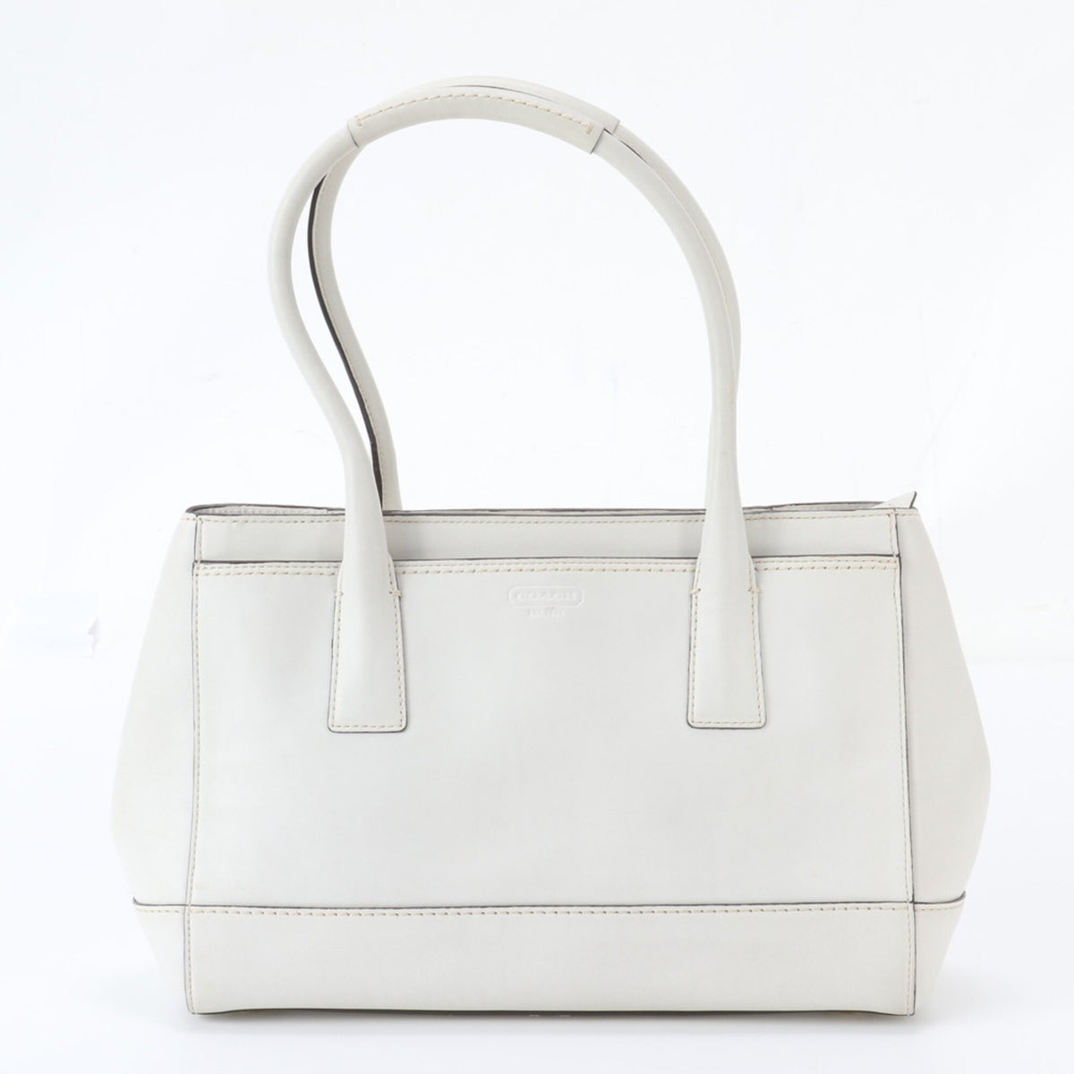 Coach White Leather Handbag Shoulder Bag Tote Bag (Pre-Owned)