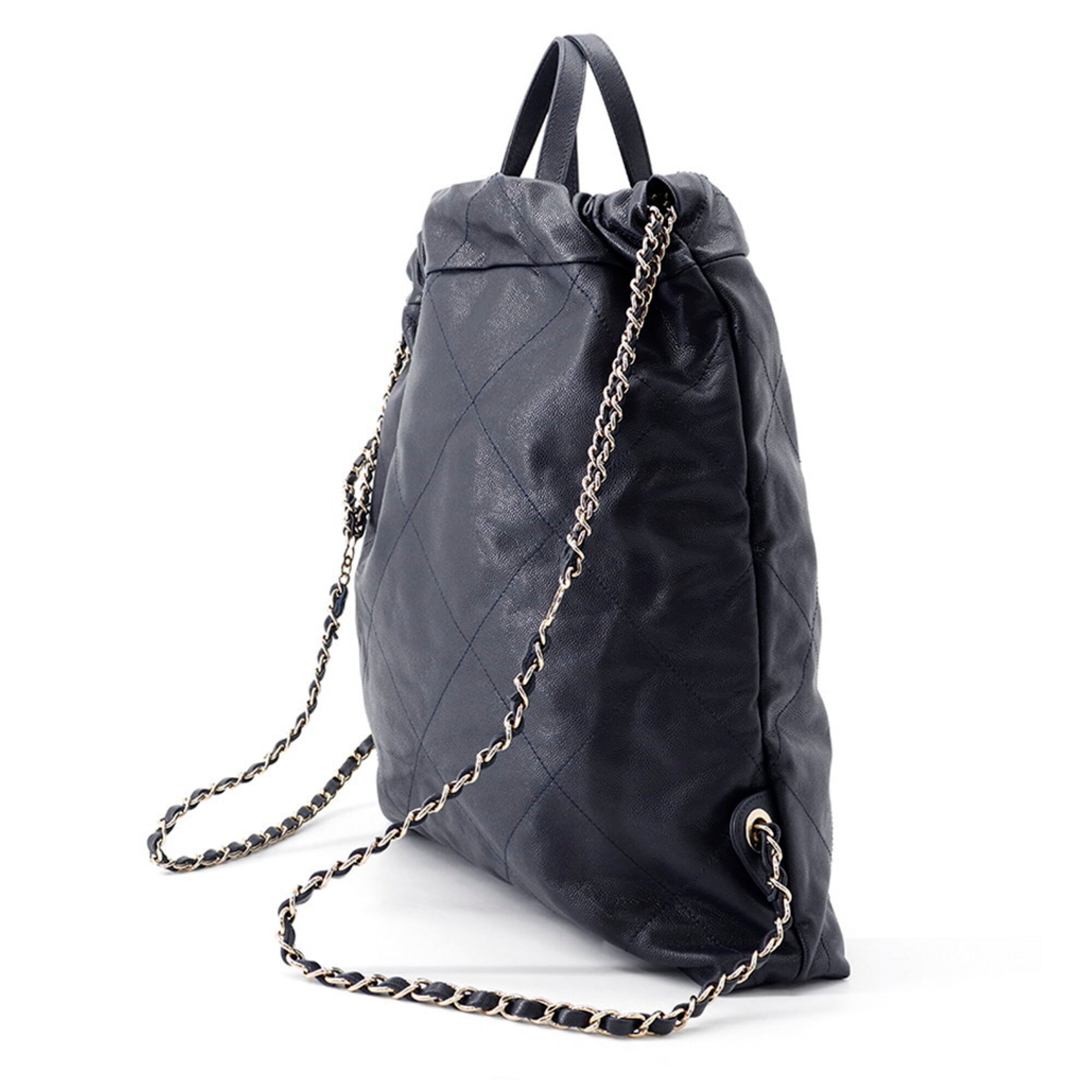 Chanel Navy Grained Calfskin Backpack (Pre-Owned)