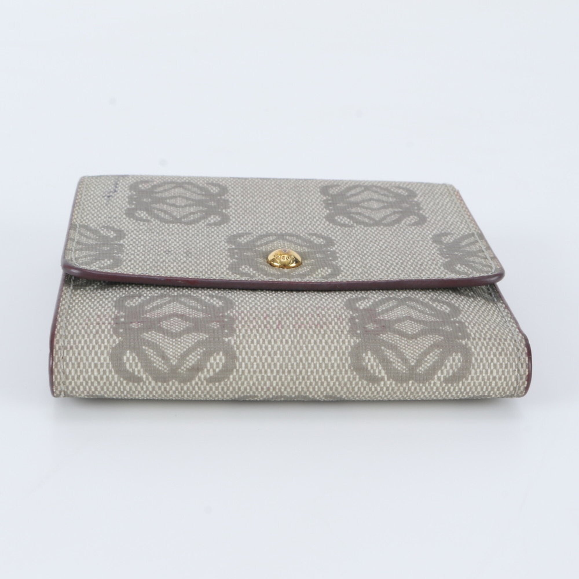 Loewe Beige Leather Coated Canvas Wallet (Tri-Fold) (Pre-Owned)