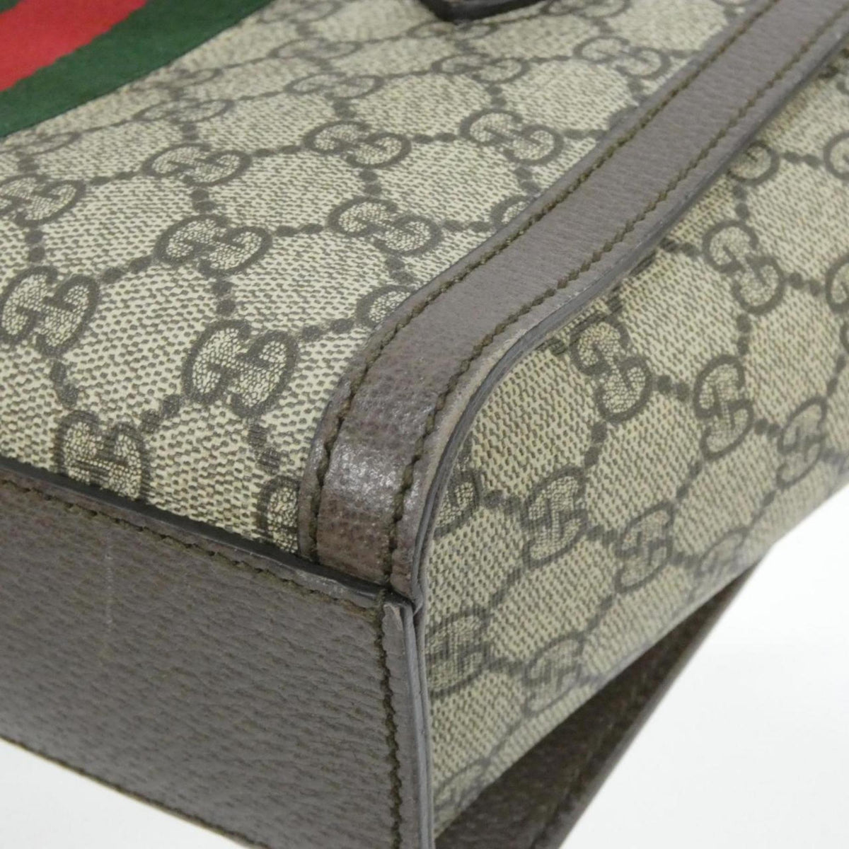 Gucci Beige Brown Gg Supreme Canvas Leather Handbag (Pre-Owned)