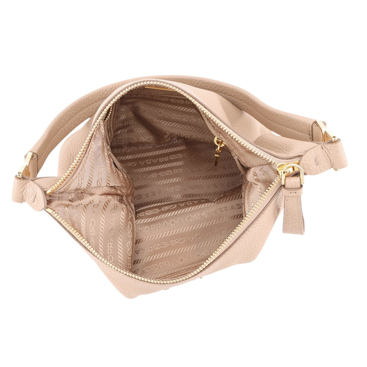 Prada Beige Leather Handbag Shoulder Bag (Pre-Owned)