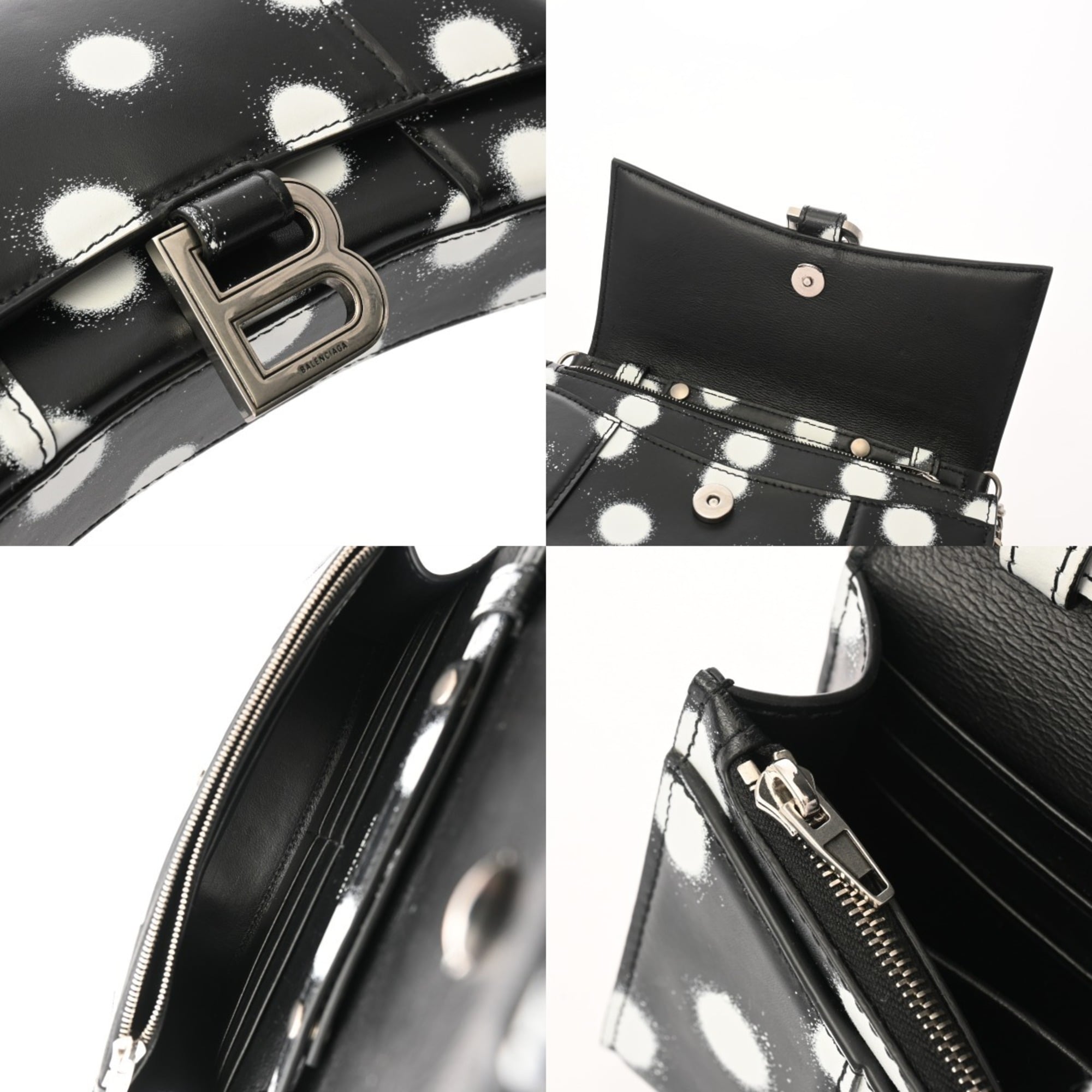 Balenciaga Black White Leather Shoulder Bag (Pre-Owned)