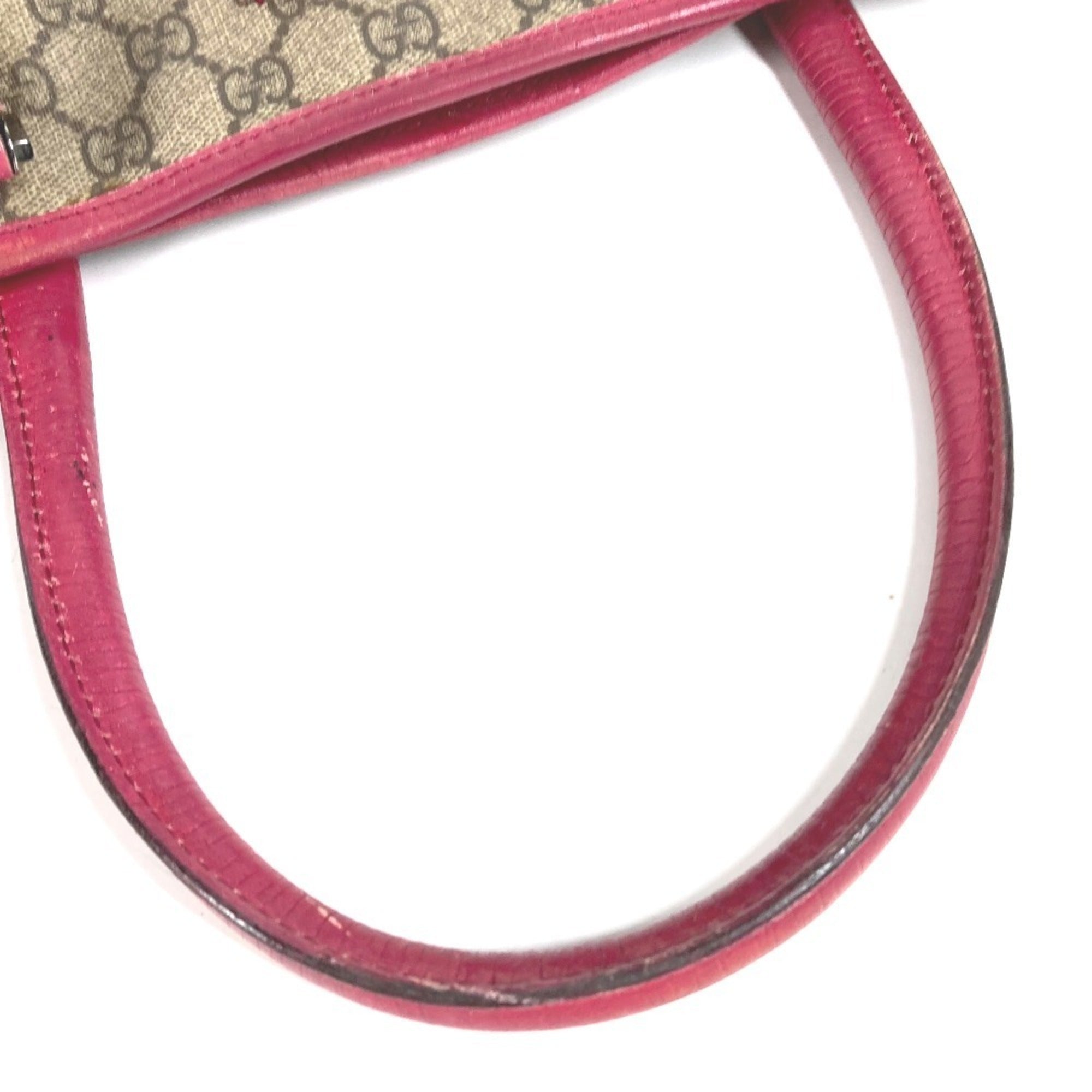 Gucci Beige Pink Gg Supreme Canvas Leather Shoulder Bag Tote Bag (Pre-Owned)