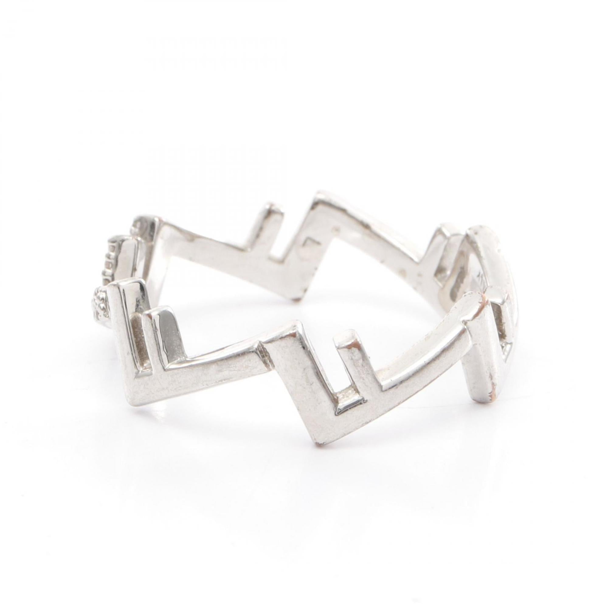 Fendi Silver Clear Stainless Steel Band Ring (Pre-Owned)