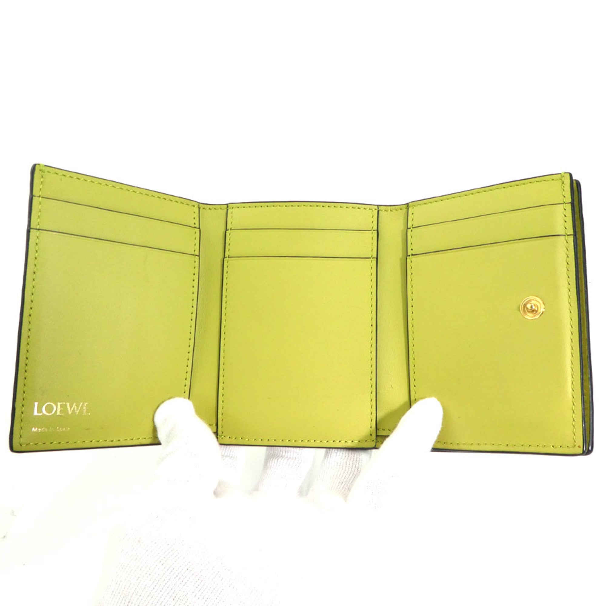 Loewe Green Yellow Leather Wallet (Tri-Fold) (Pre-Owned)