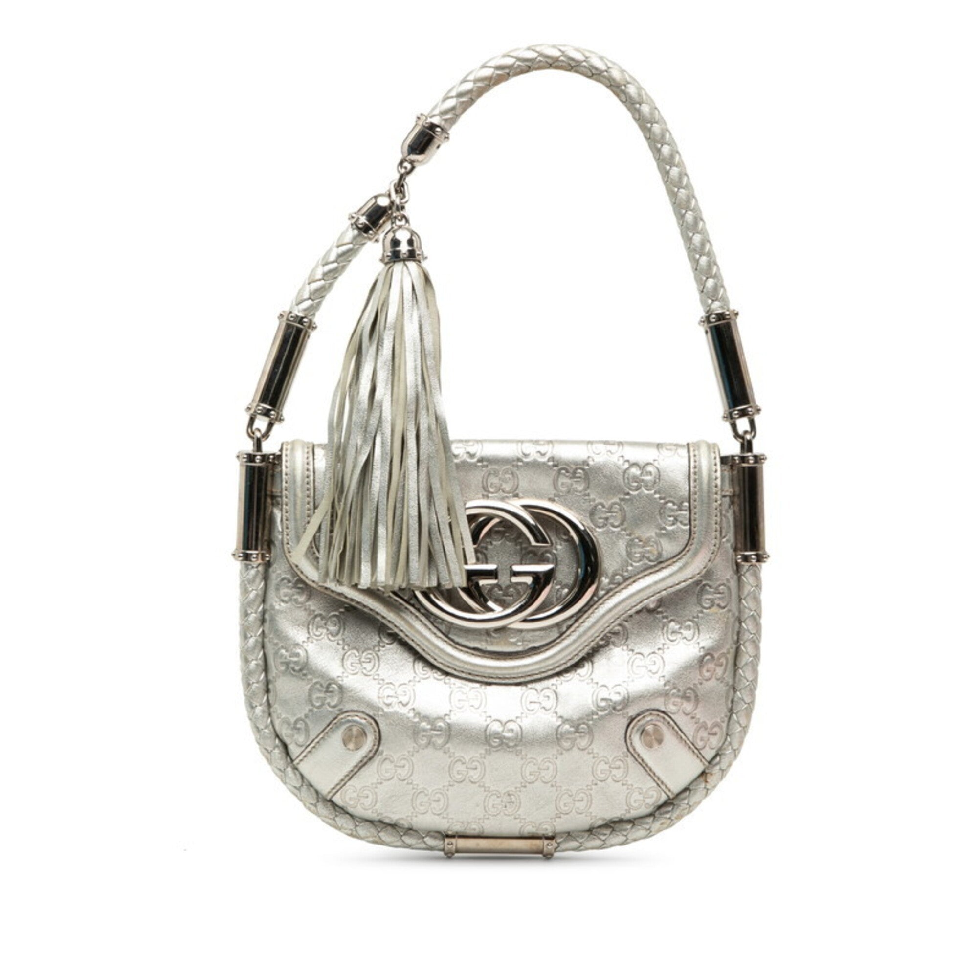 Gucci Silver Leather Handbag (Pre-Owned)