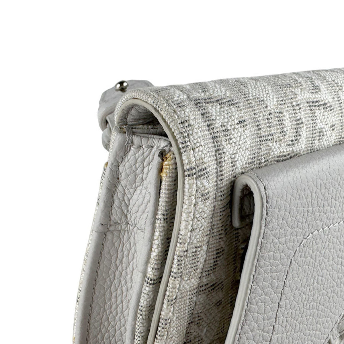 Christian Dior Light Gray Canvas Leather Saddle Bag Shoulder Bag (Pre-Owned)