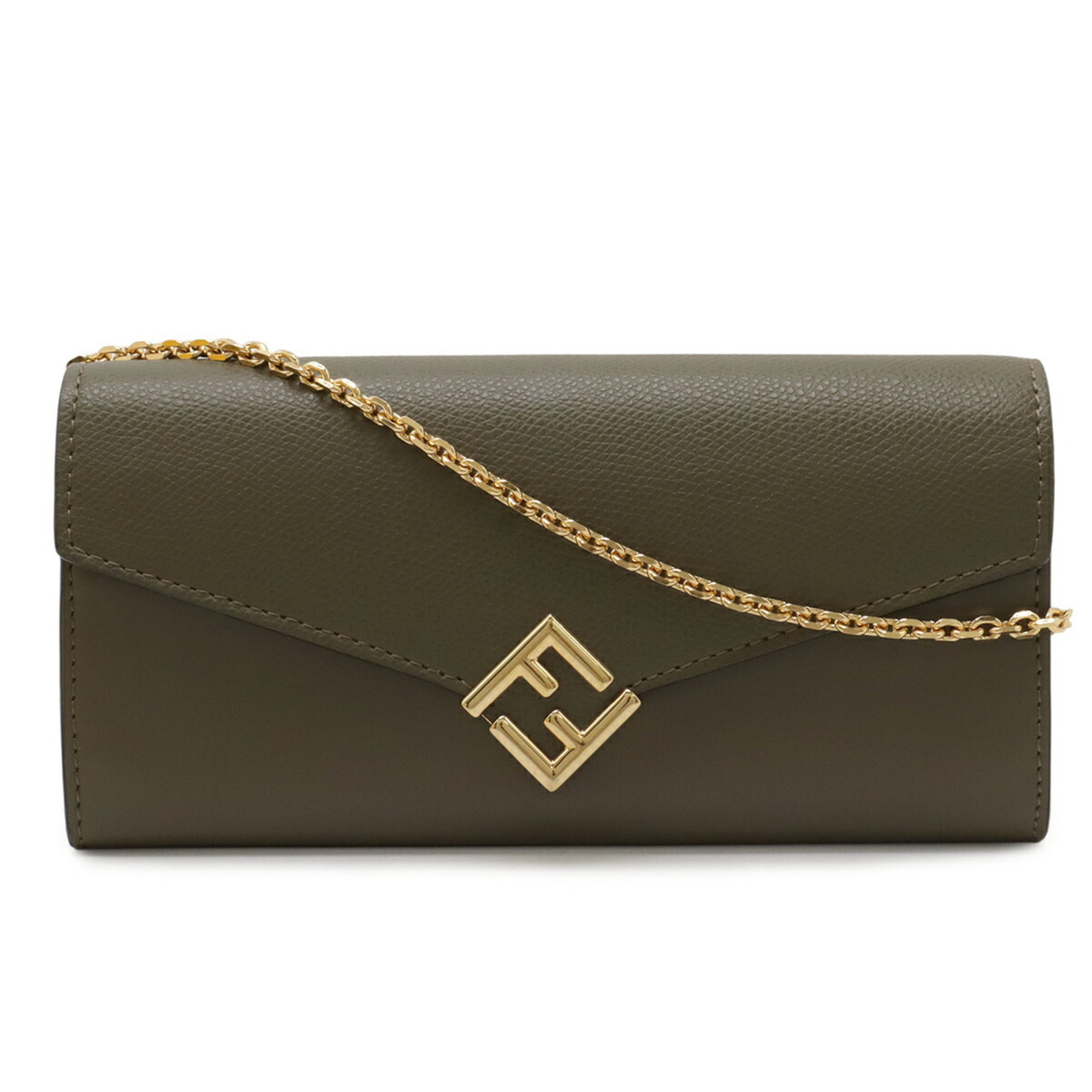 Fendi Grayish Leather Chain/Shoulder Wallet (Pre-Owned)