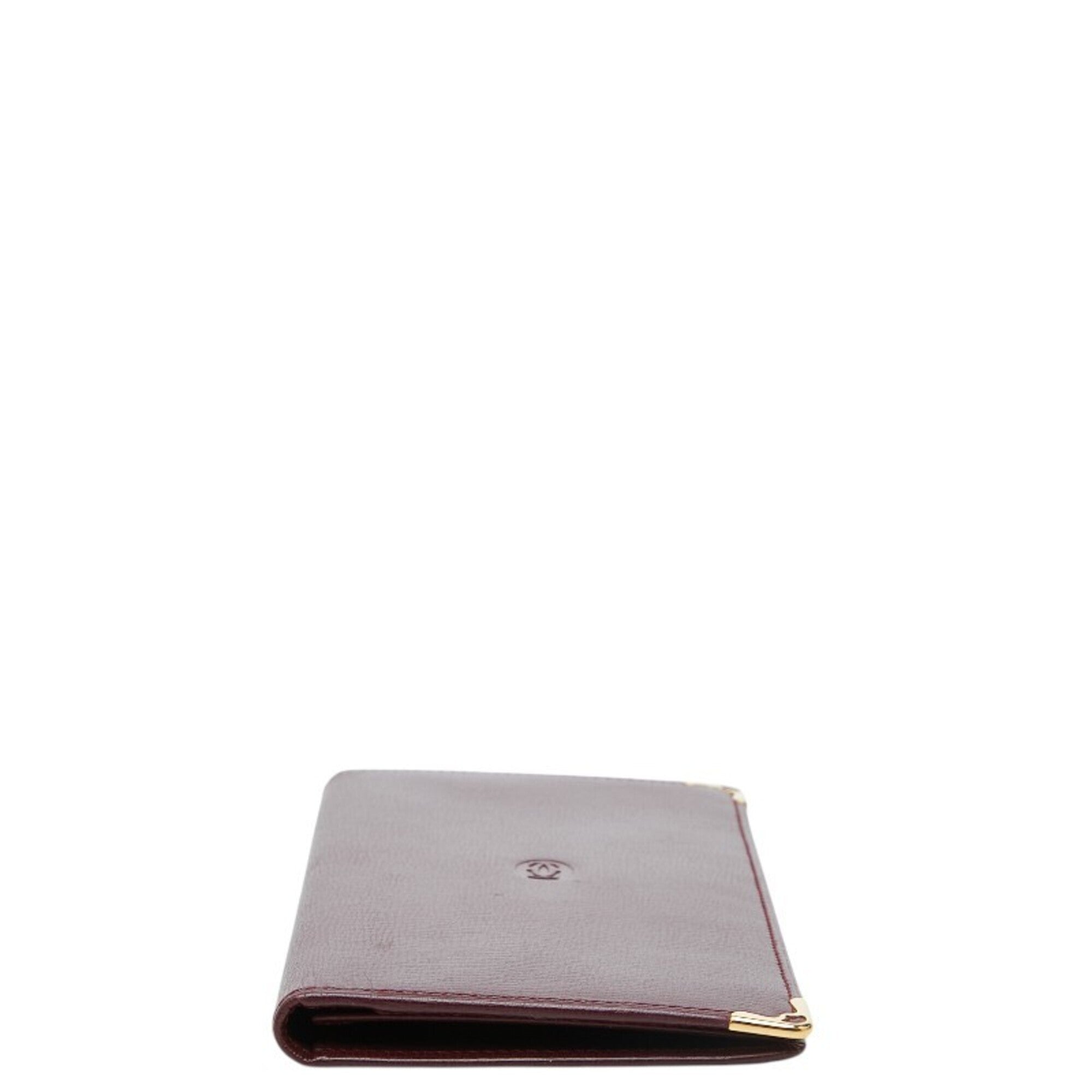 Cartier Must Bordeaux Wine Red Leather Long Wallet (Bi-Fold) (Pre-Owned)