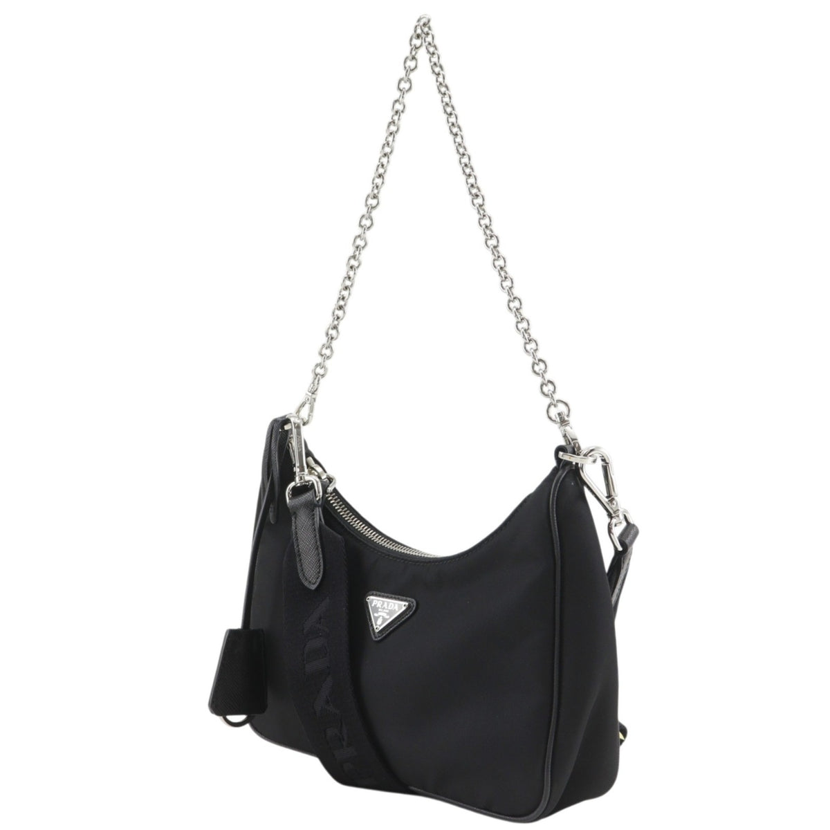Prada Saffiano Black Nero Nylon Saffiano Shoulder Bag (Pre-Owned)