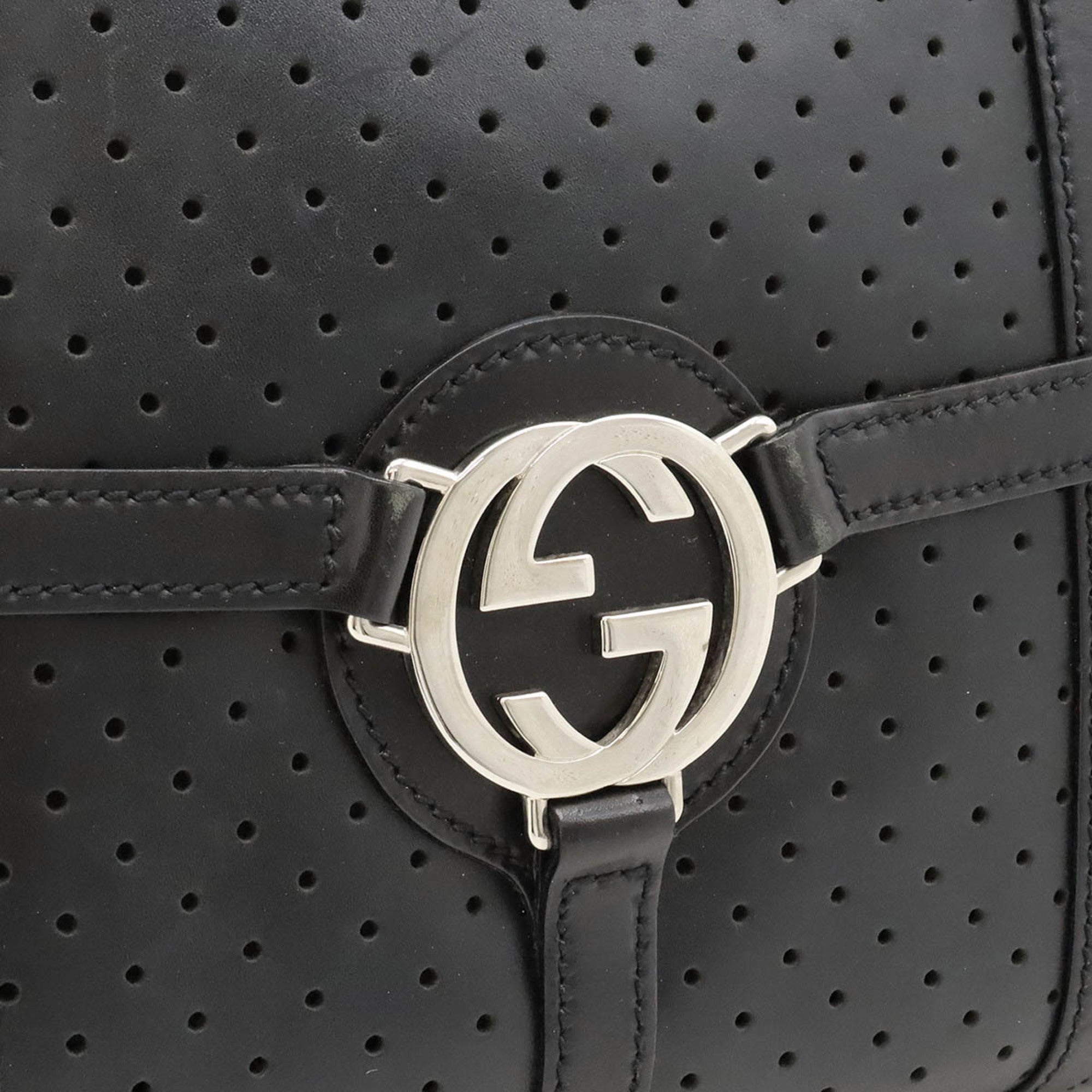 Gucci Black Leather Handbag Shoulder Bag (Pre-Owned)