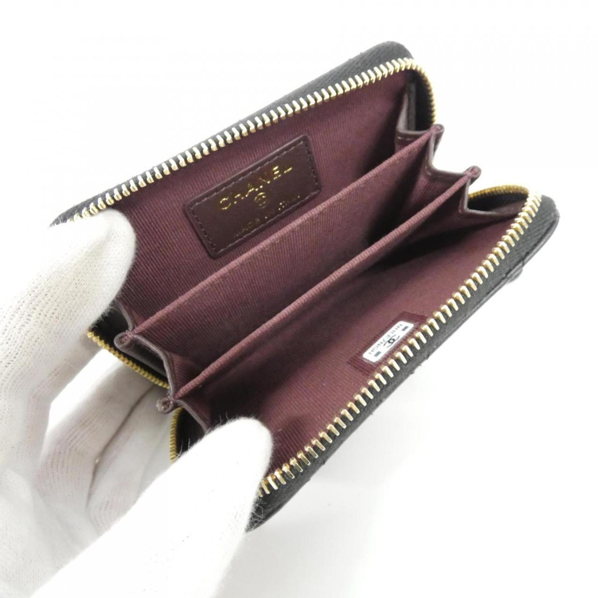 Chanel Black Leather Coin Purse/Coin Case (Pre-Owned)