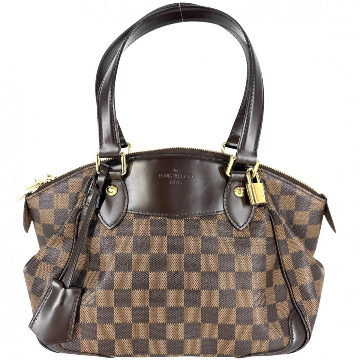 Louis Vuitton Brown White Damier Canvas Handbag (Pre-Owned)