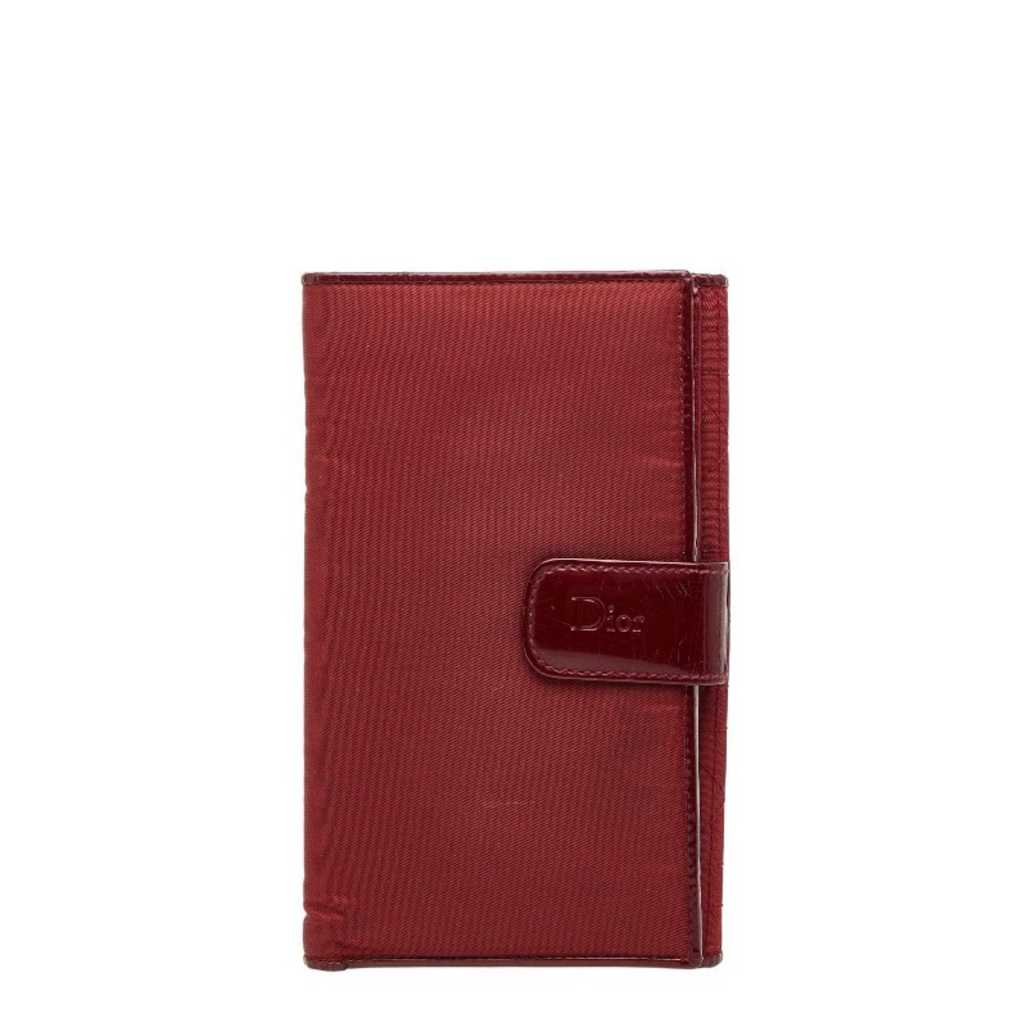 Christian Dior Red Color Nylon Leather Long Wallet (Bi-Fold) (Pre-Owned)