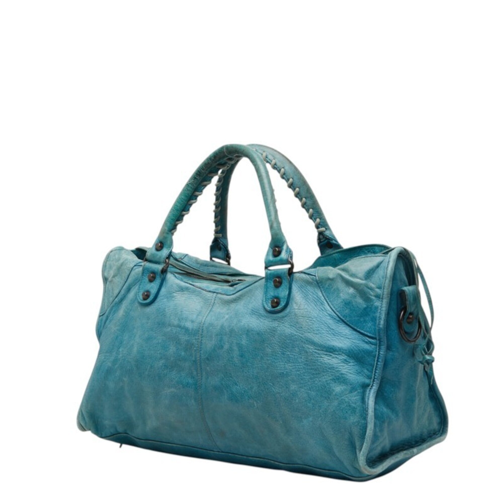Balenciaga Light Blue Leather Handbag Shoulder Bag (Pre-Owned)