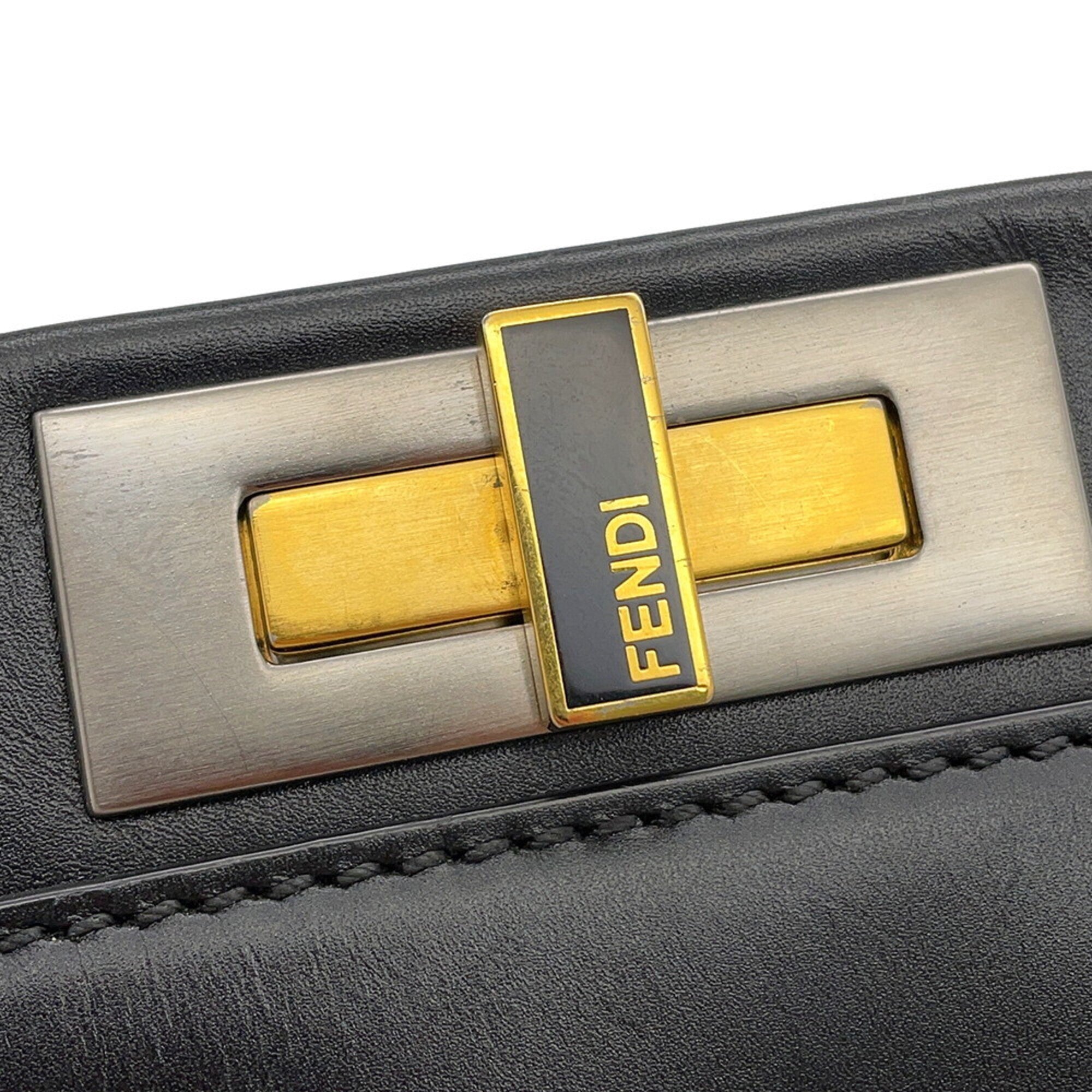 Fendi Peekaboo Black Leather Handbag Shoulder Bag (Pre-Owned)