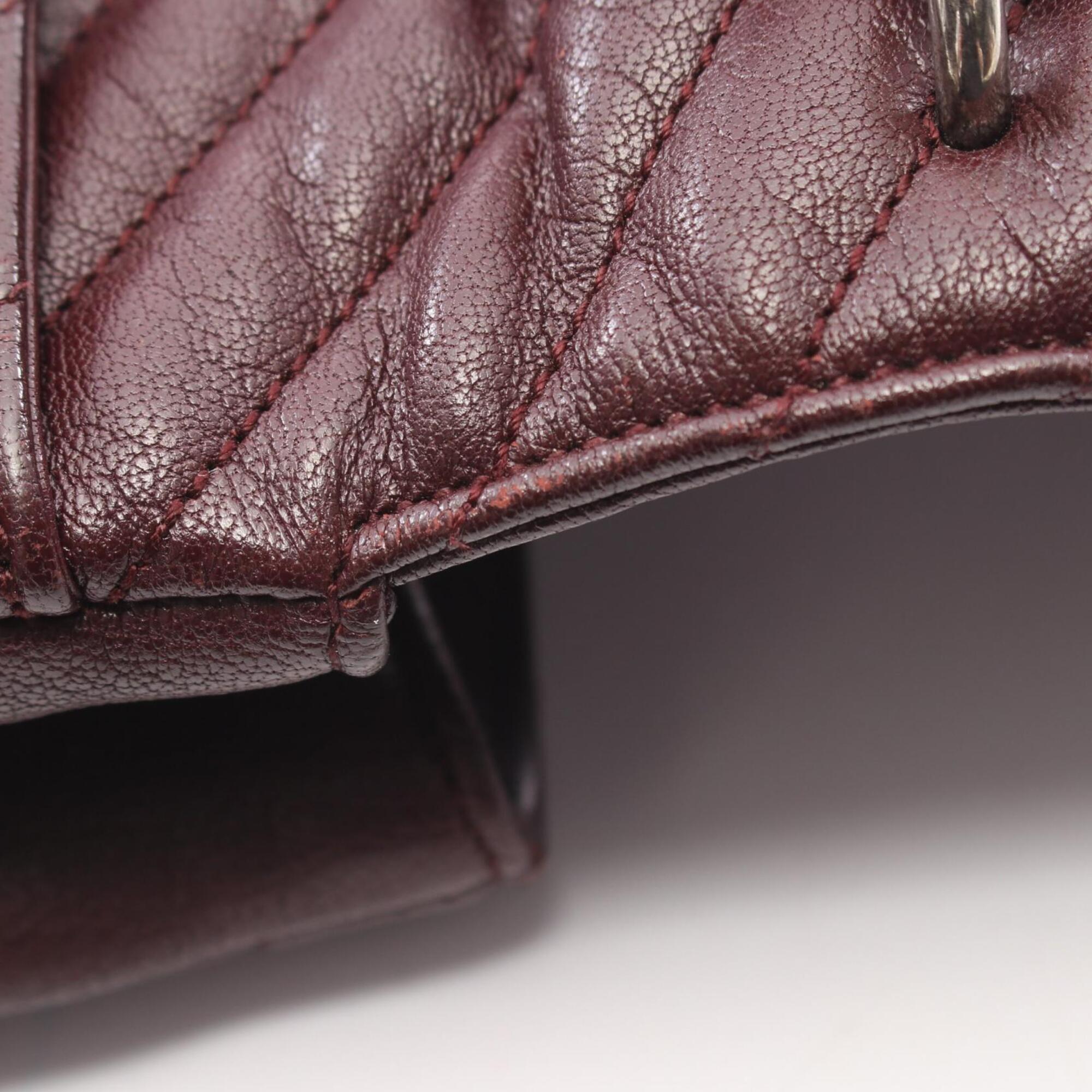 Saint Laurent Bordeaux Leather Handbag (Pre-Owned)