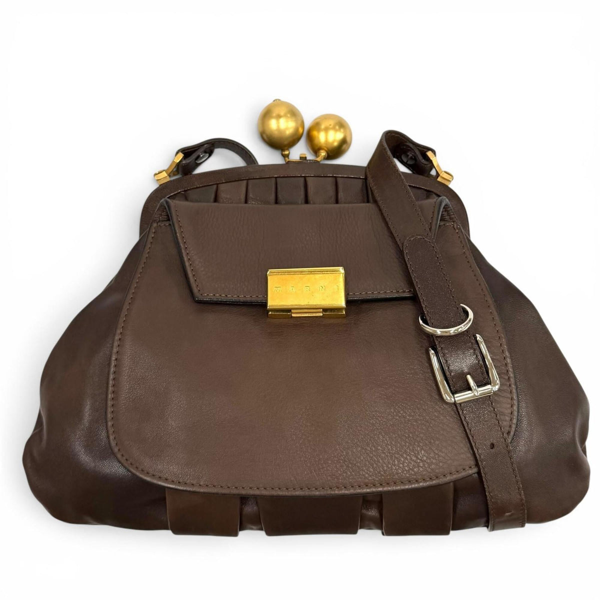 Marni Brown Leather Shoulder Bag (Pre-Owned)