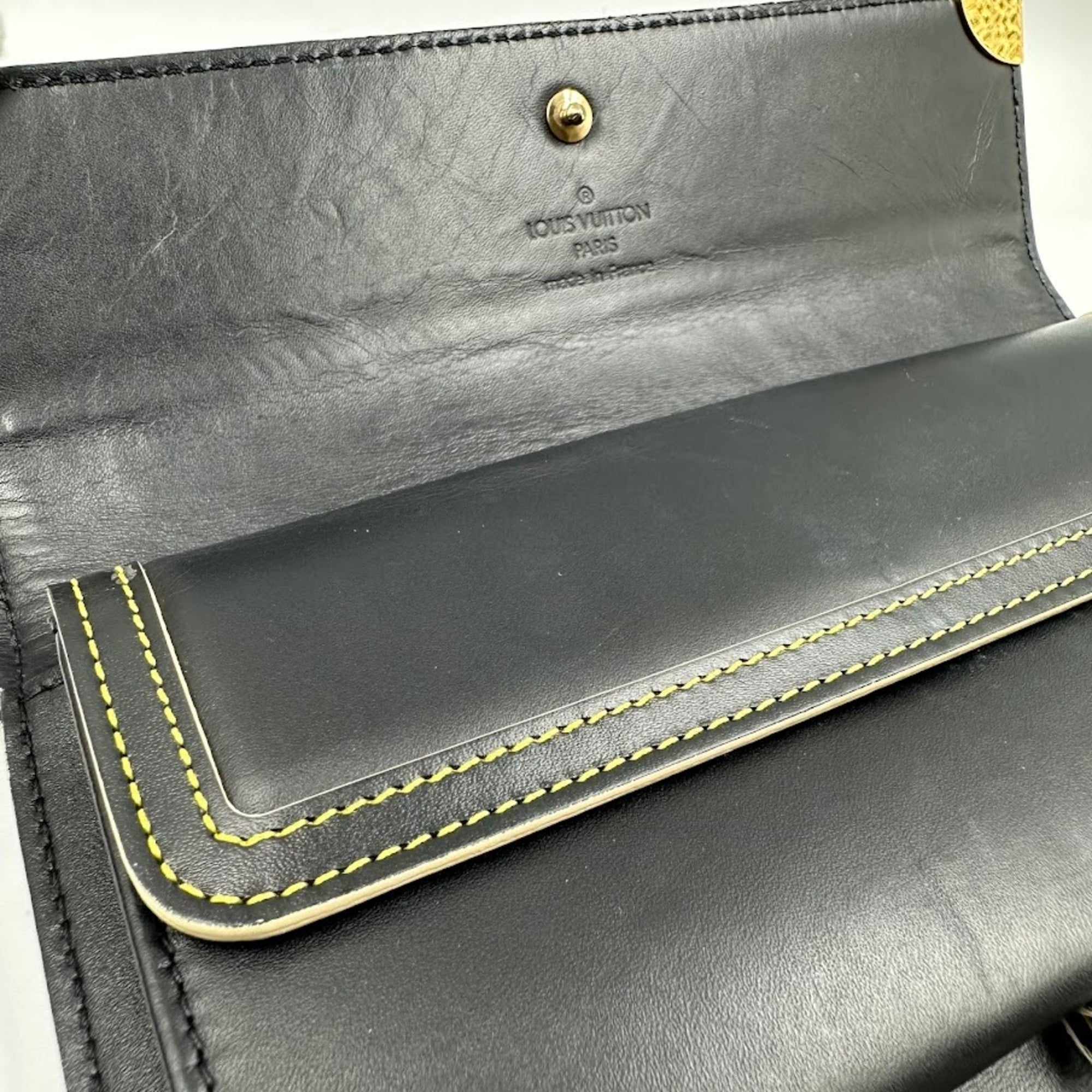 Louis Vuitton Suhali Black Leather Long Wallet (Tri-Fold) (Pre-Owned)