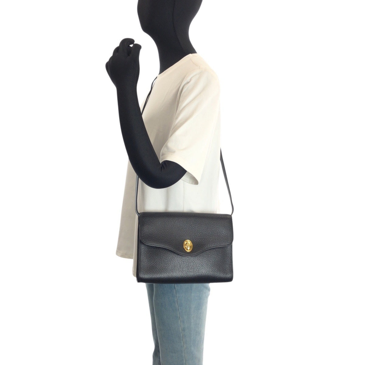 Christian Dior Black Leather Pochette Shoulder Bag (Pre-Owned)