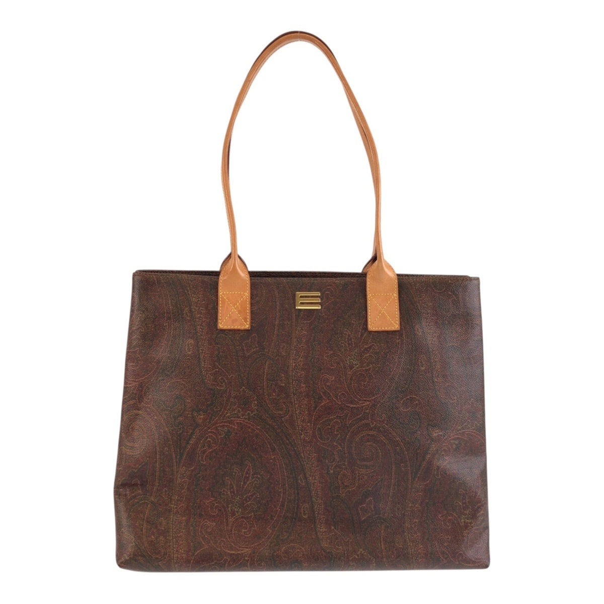 Etro Beige Brown Pvc Leather Shoulder Bag Tote Bag (Pre-Owned)