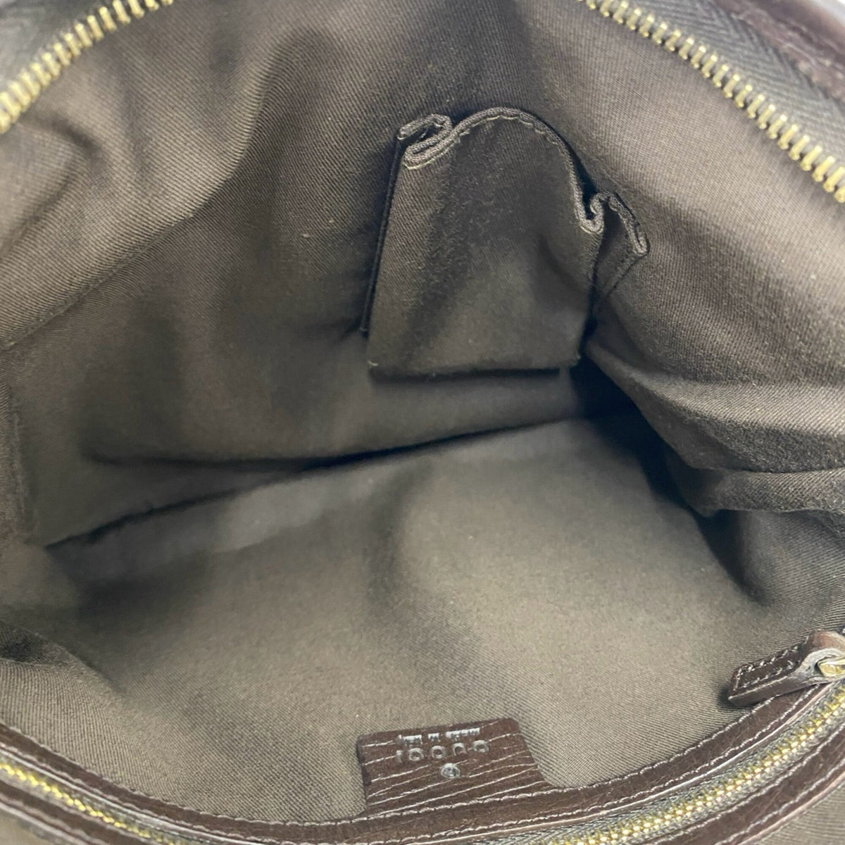Gucci Brown Green Red Color Canvas Leather Pochette Shoulder Bag (Pre-Owned)