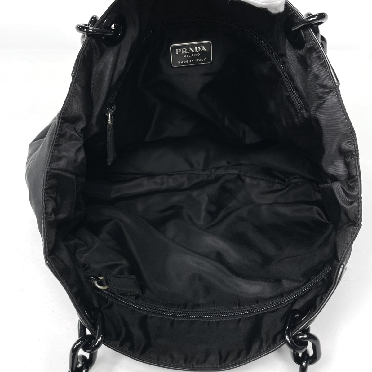 Prada Black Nylon Leather Tote Bag (Pre-Owned)