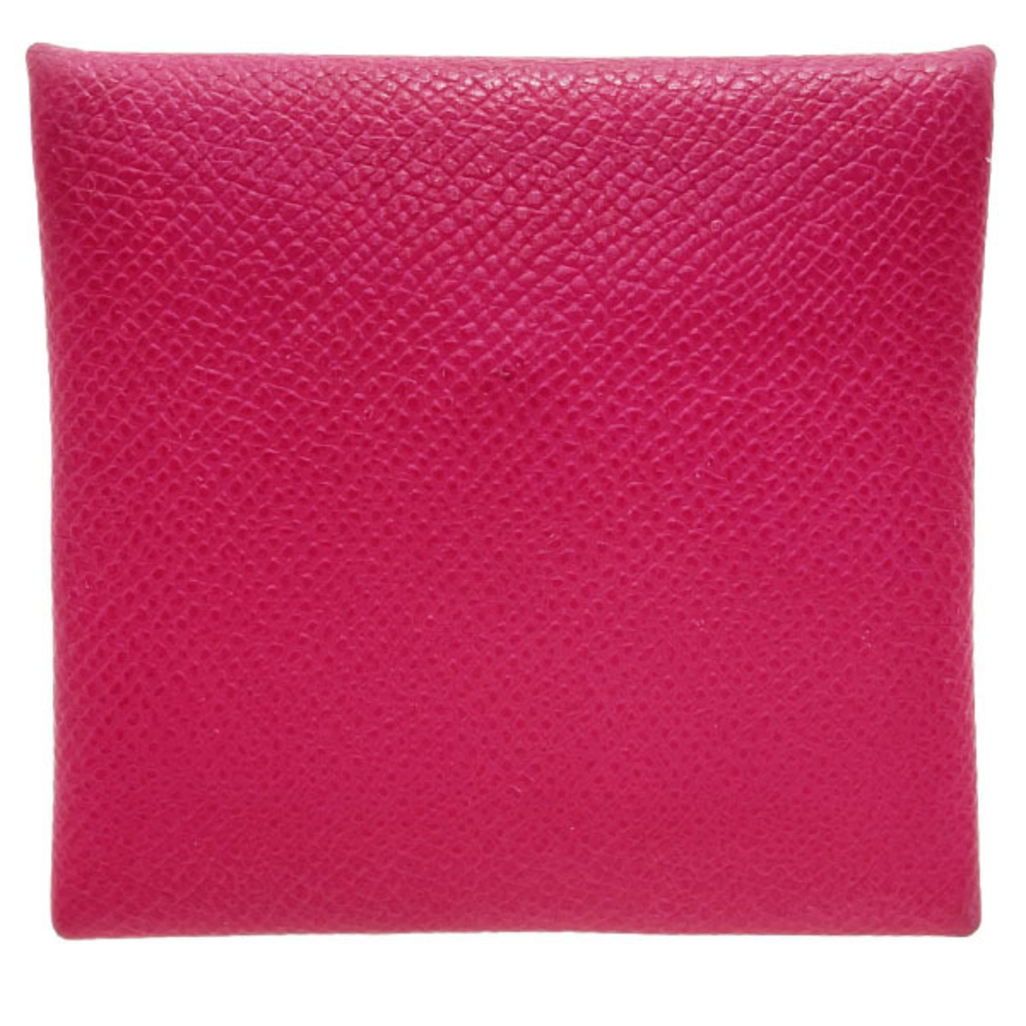 Hermes Bastia Pink Leather Coin Purse/Coin Case (Pre-Owned)