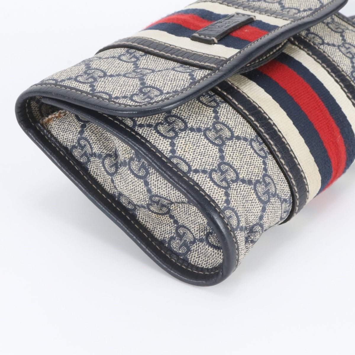 Gucci Navy Leather Coated Canvas Pouch Sling Bag (Pre-Owned)