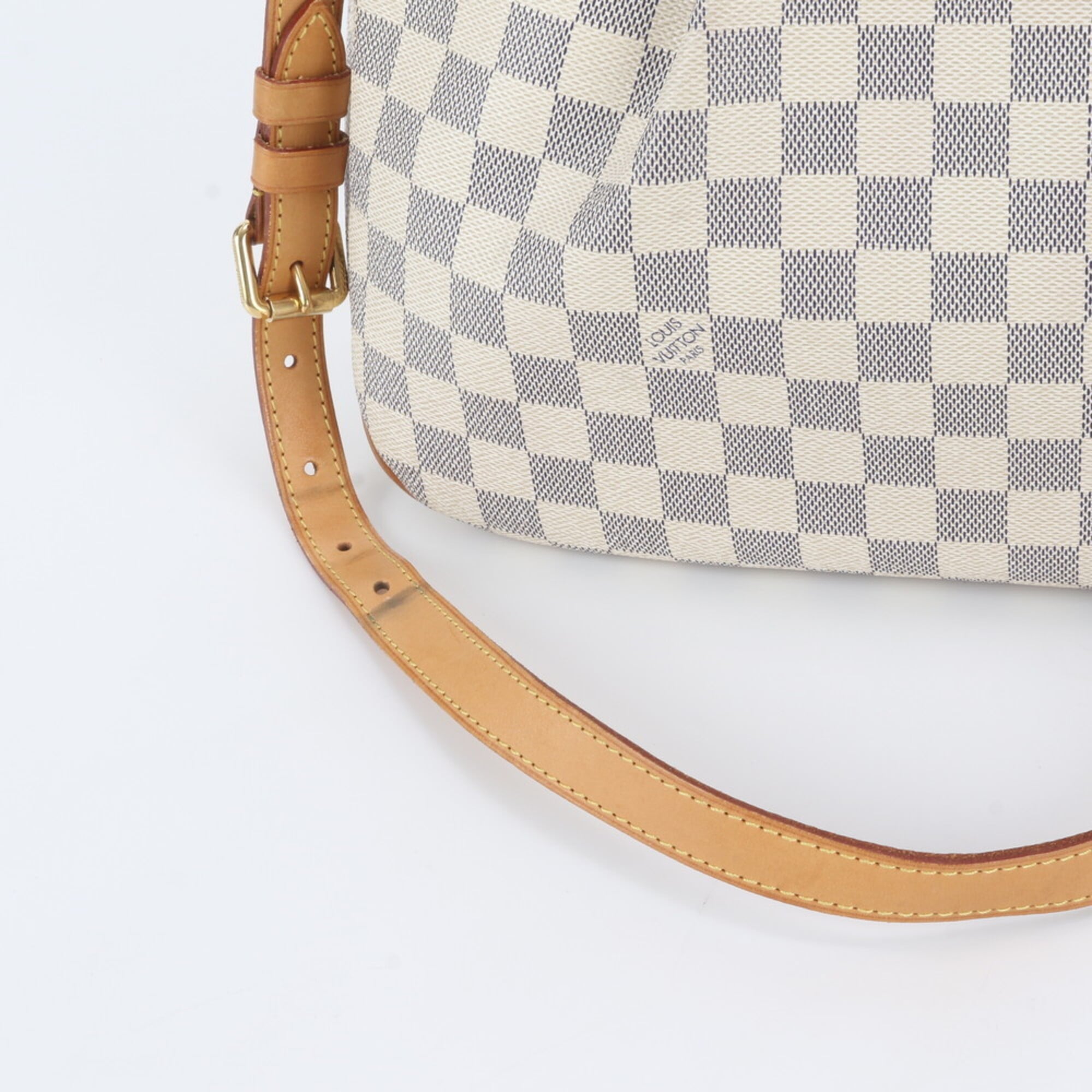 Louis Vuitton Beige Brown Leather Coated Canvas Shoulder Bag Tote Bag (Pre-Owned)