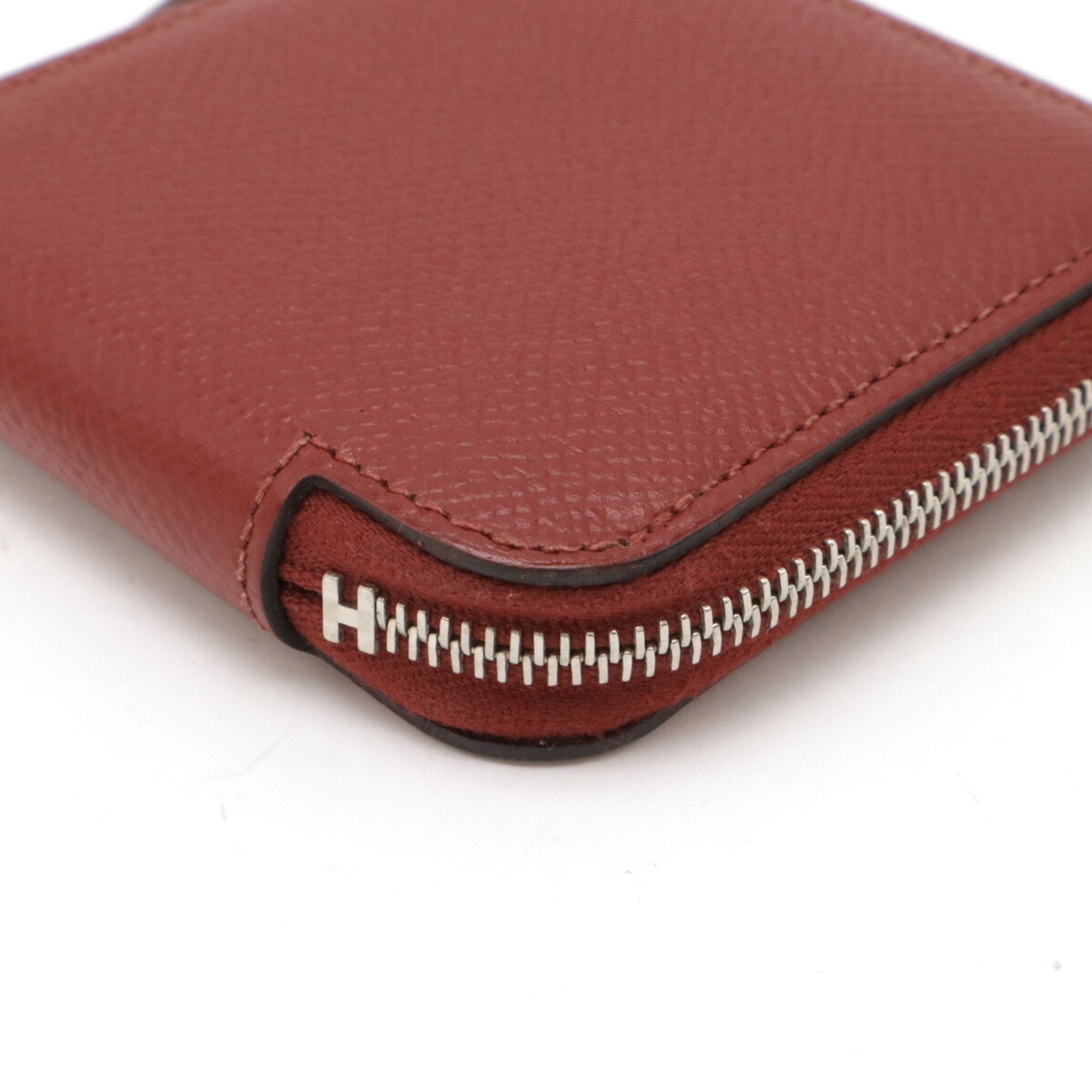 Hermes Orange Epsom Leather Silk Coin Purse/Coin Case (Pre-Owned)