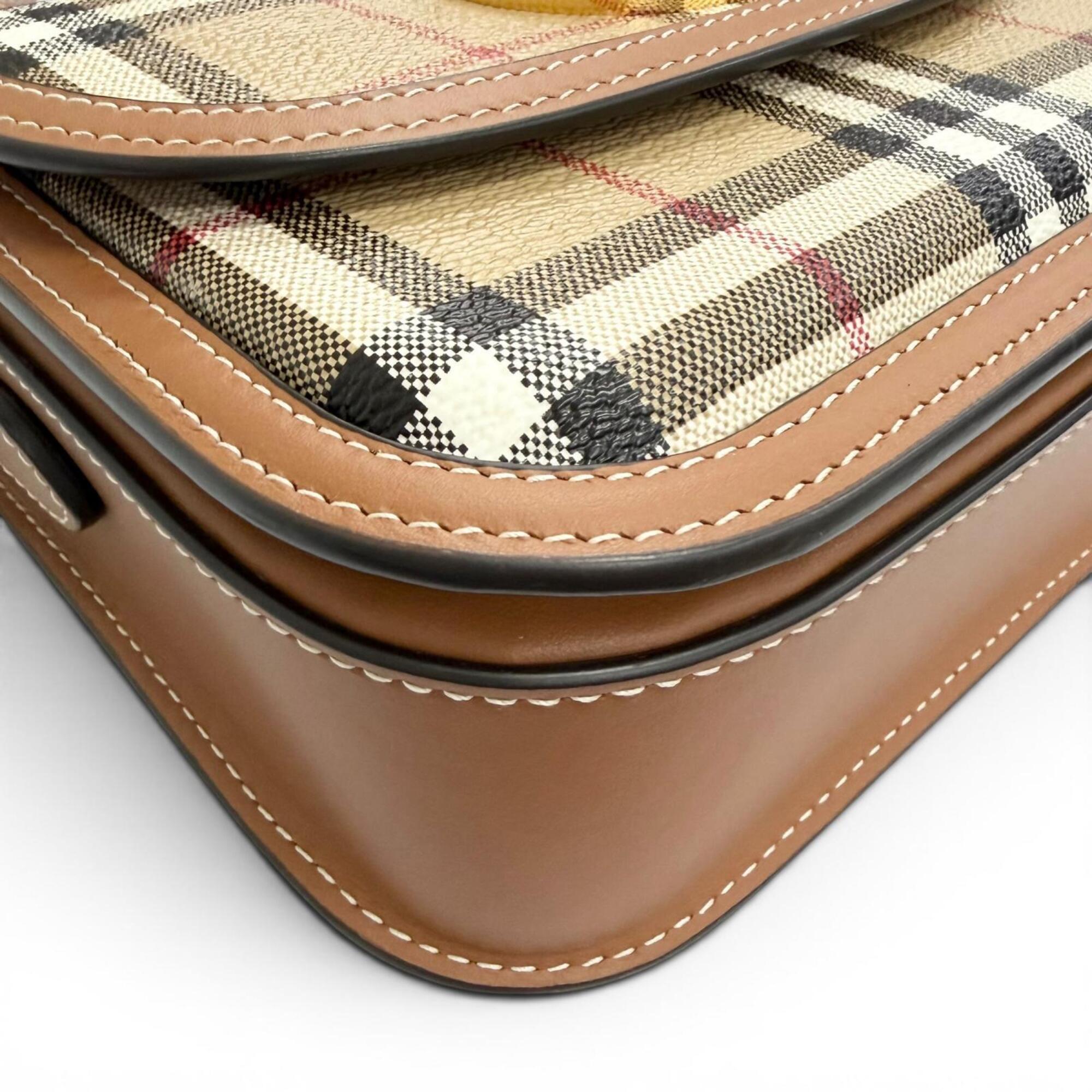 Burberry Beige Brown Leather Crossbody Bag Shoulder Bag (Pre-Owned)