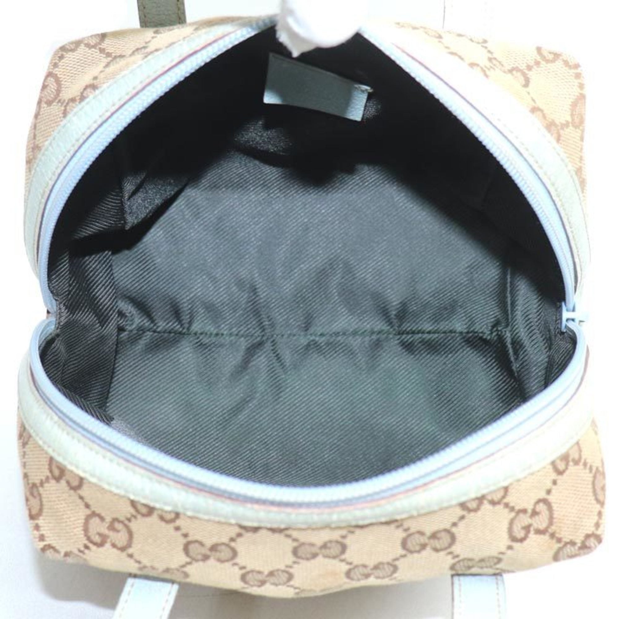 Gucci Gg Canvas Beige Gg Canvas Leather Handbag (Pre-Owned)