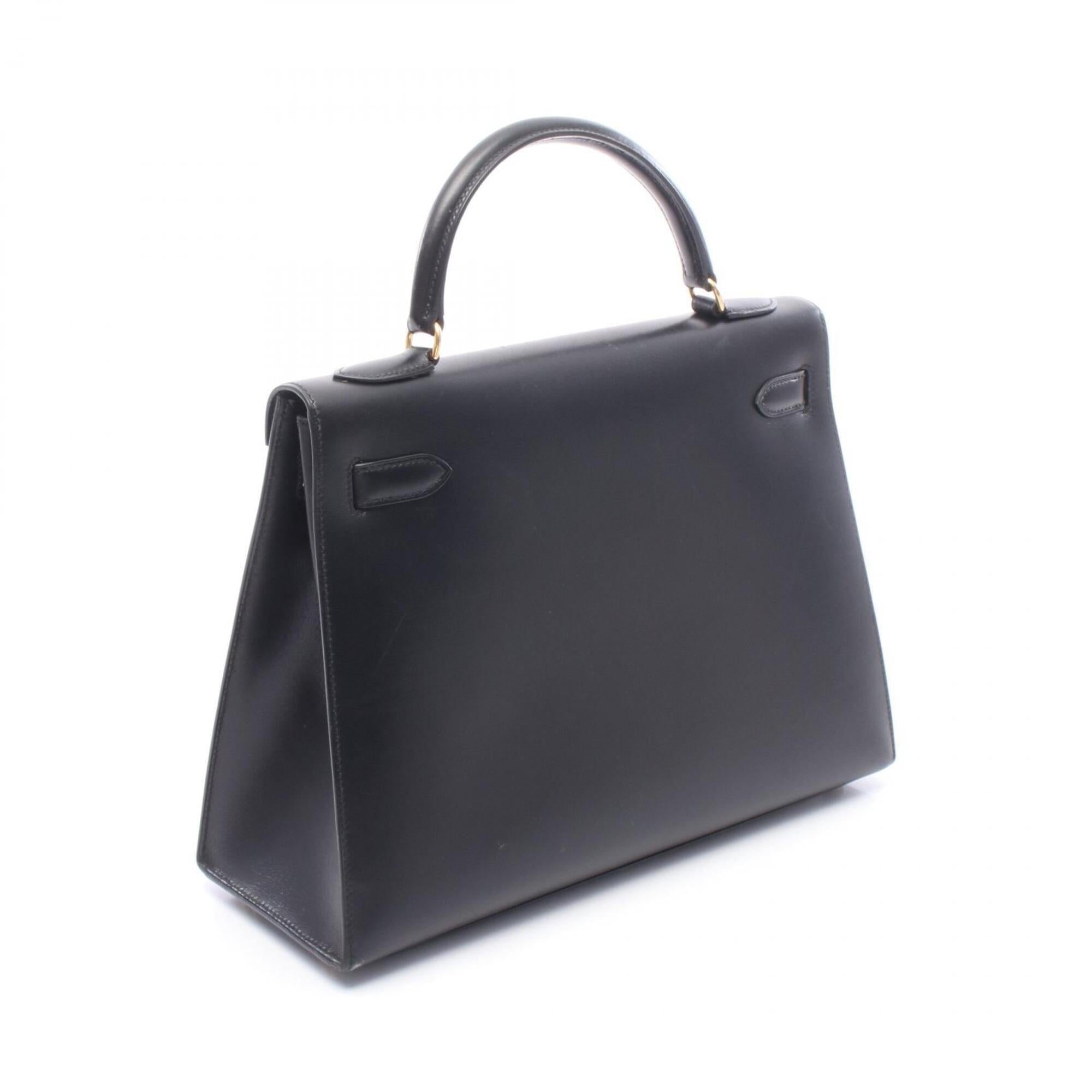 Hermes Black Box Calf Leather Handbag (Pre-Owned)