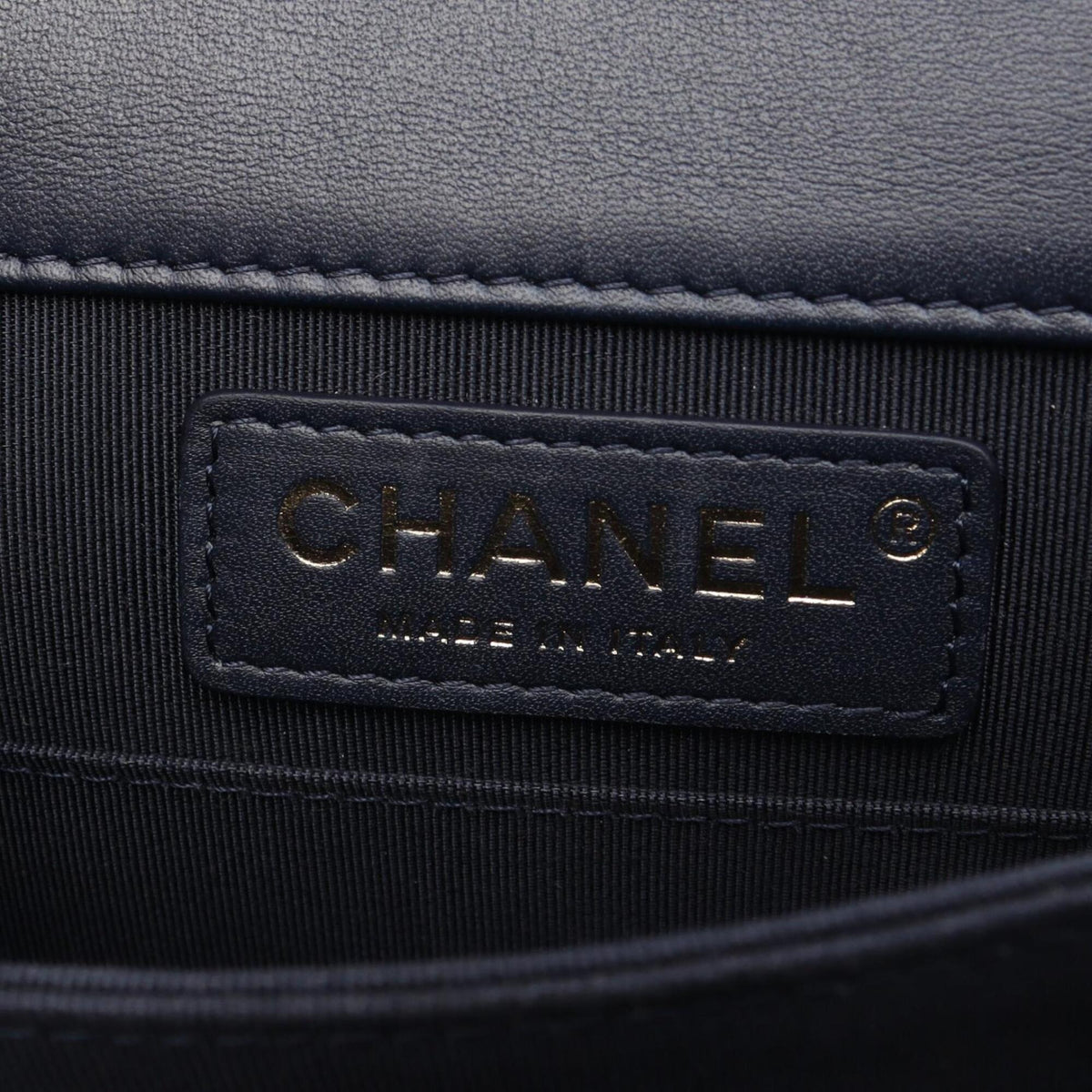 Chanel Gold Navy Leather Handbag Shoulder Bag (Pre-Owned)