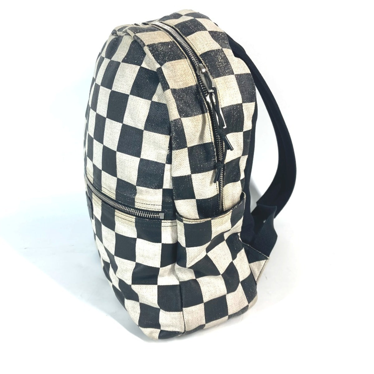 Saint Laurent Beige Black Coated Canvas Leather Backpack (Pre-Owned)