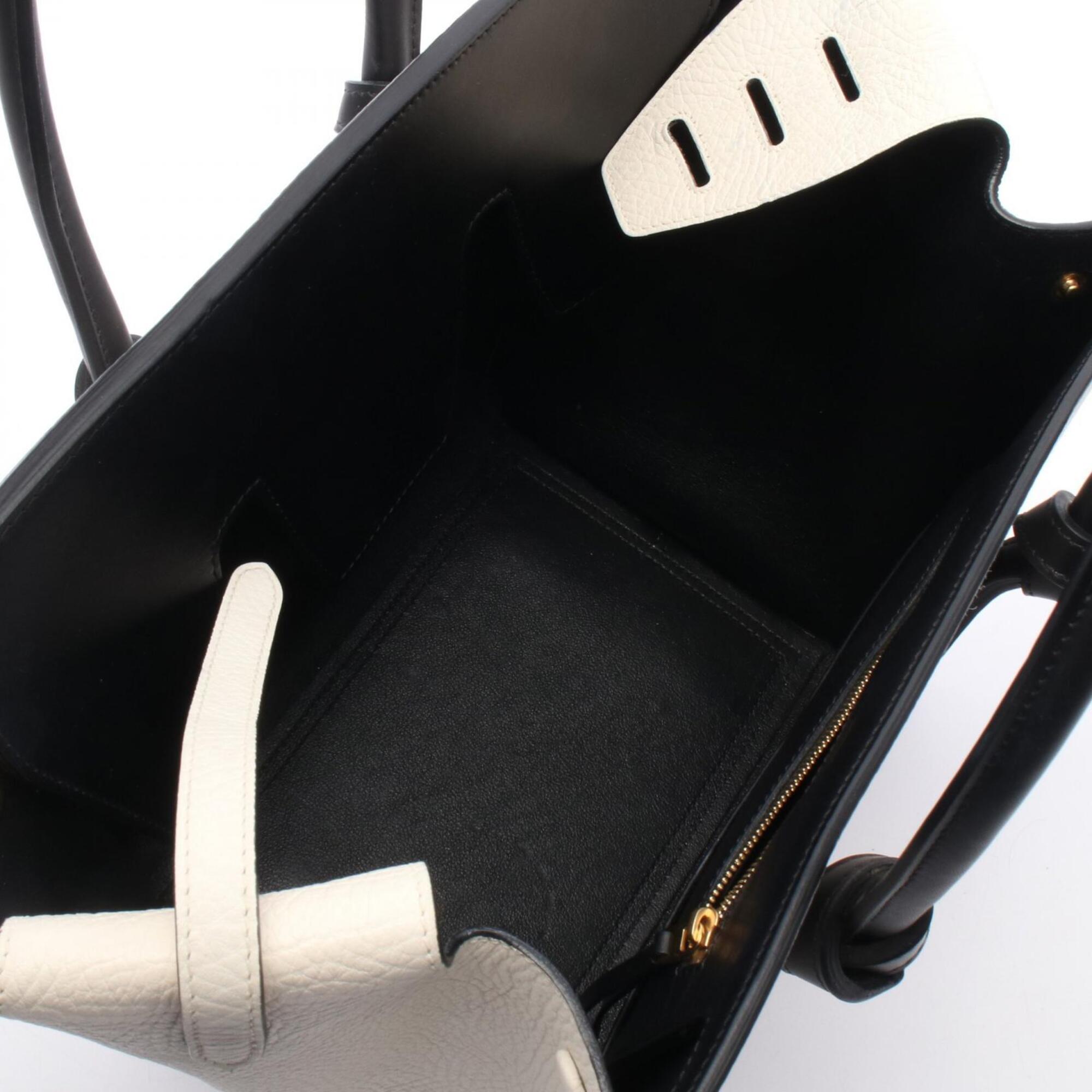 Celine Black White Leather Handbag (Pre-Owned)