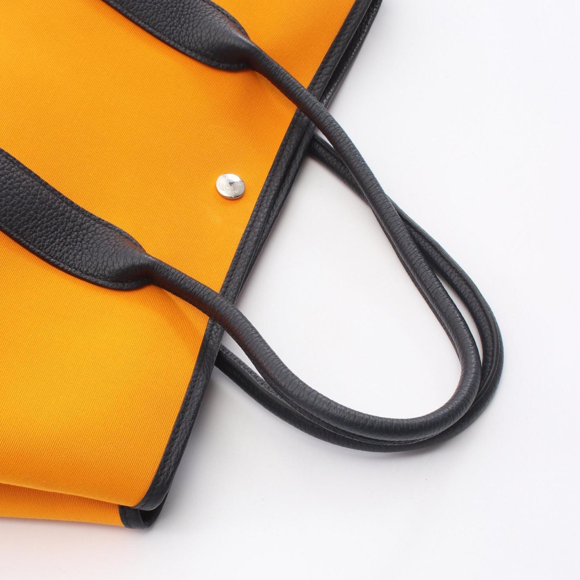 Hermes Blue Indigo Navy Orange Canvas Handbag Tote Bag (Pre-Owned)