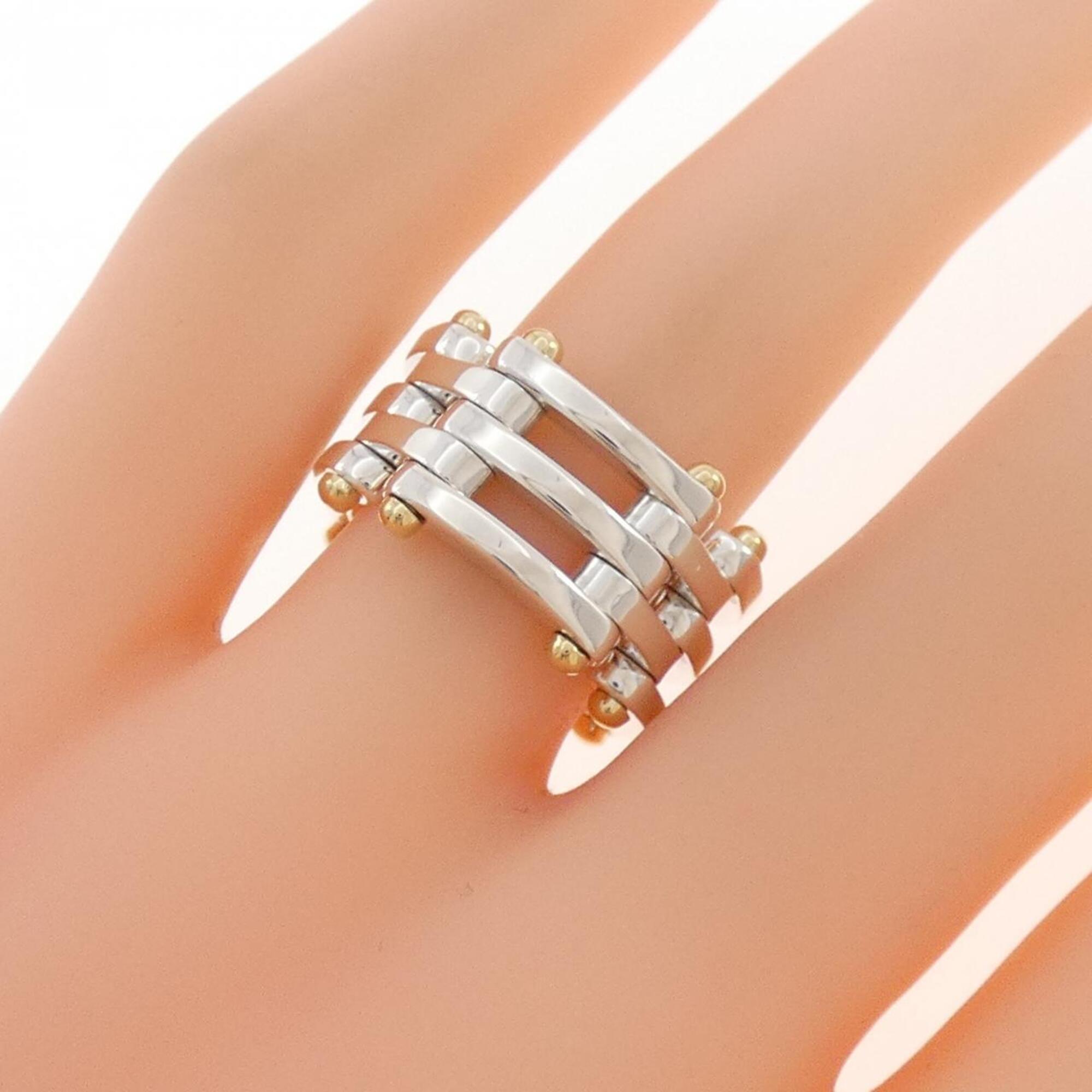 Tiffany Silver Yellow Gold Yellow Gold (18K) Silver 925 Band Ring (Pre-Owned)