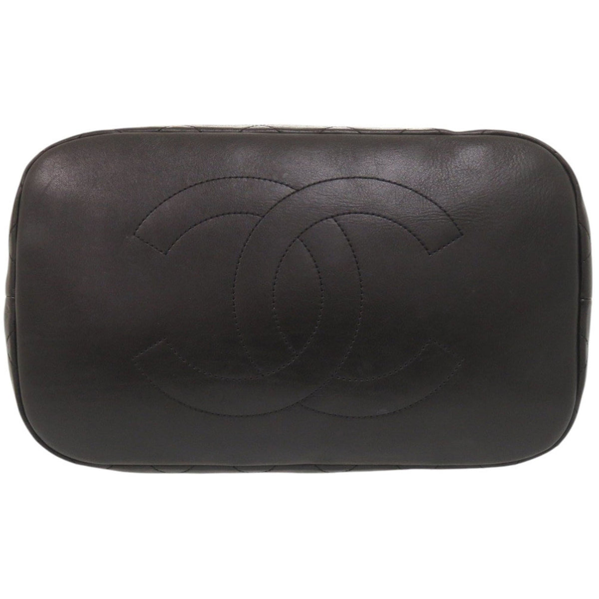 Chanel Black Wool Leather Shoulder Bag (Pre-Owned)
