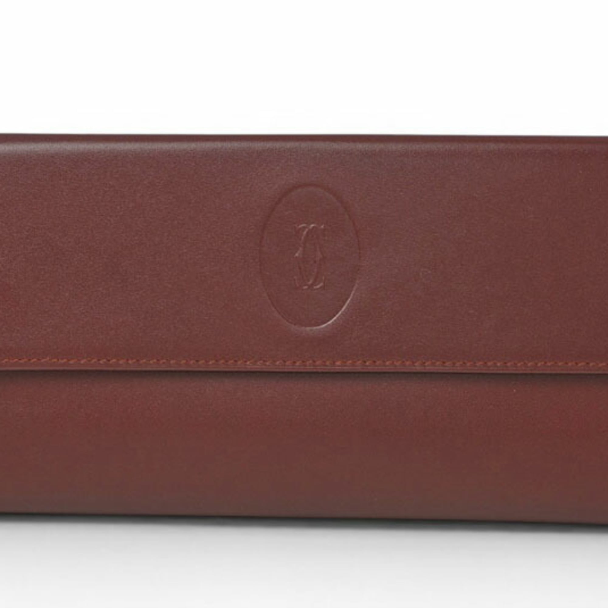 Cartier Must Bordeaux Leather Long Wallet (Bi-Fold) (Pre-Owned)