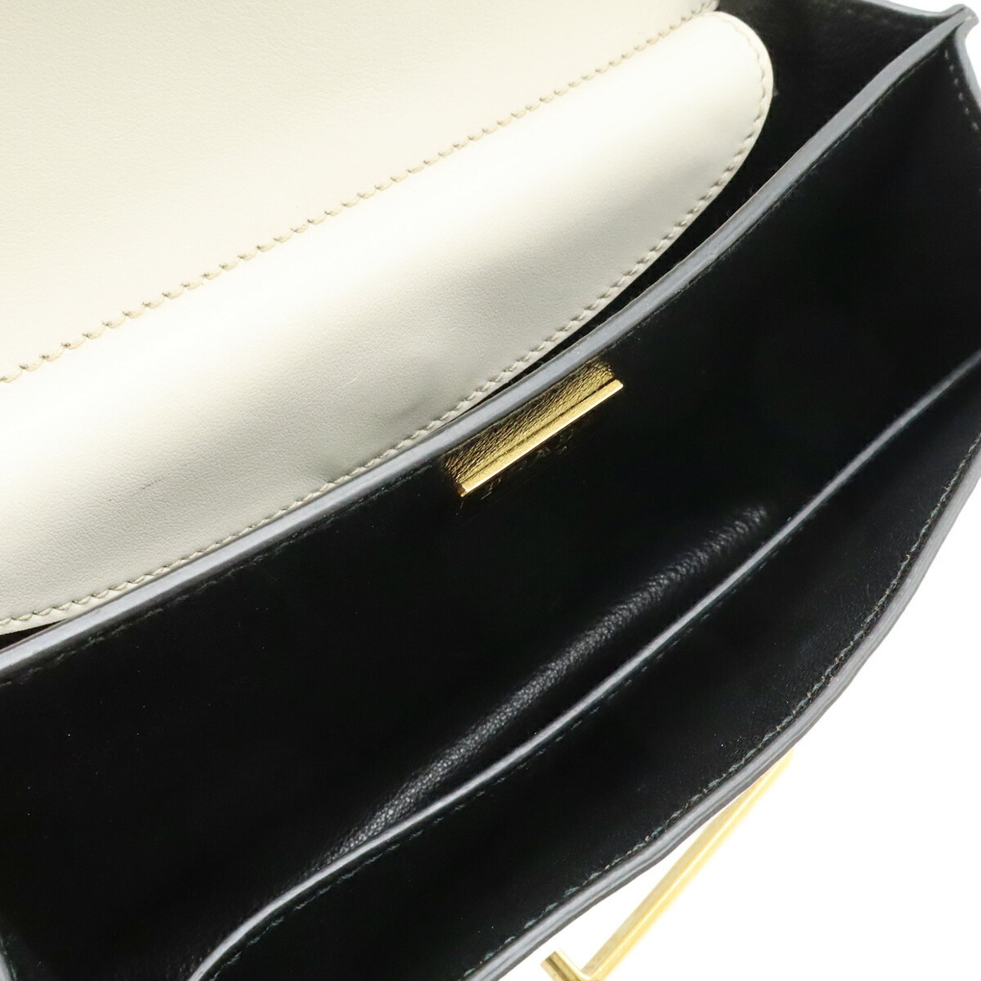 Prada Beige Black Nero Talco Leather Pochette Shoulder Bag (Pre-Owned)