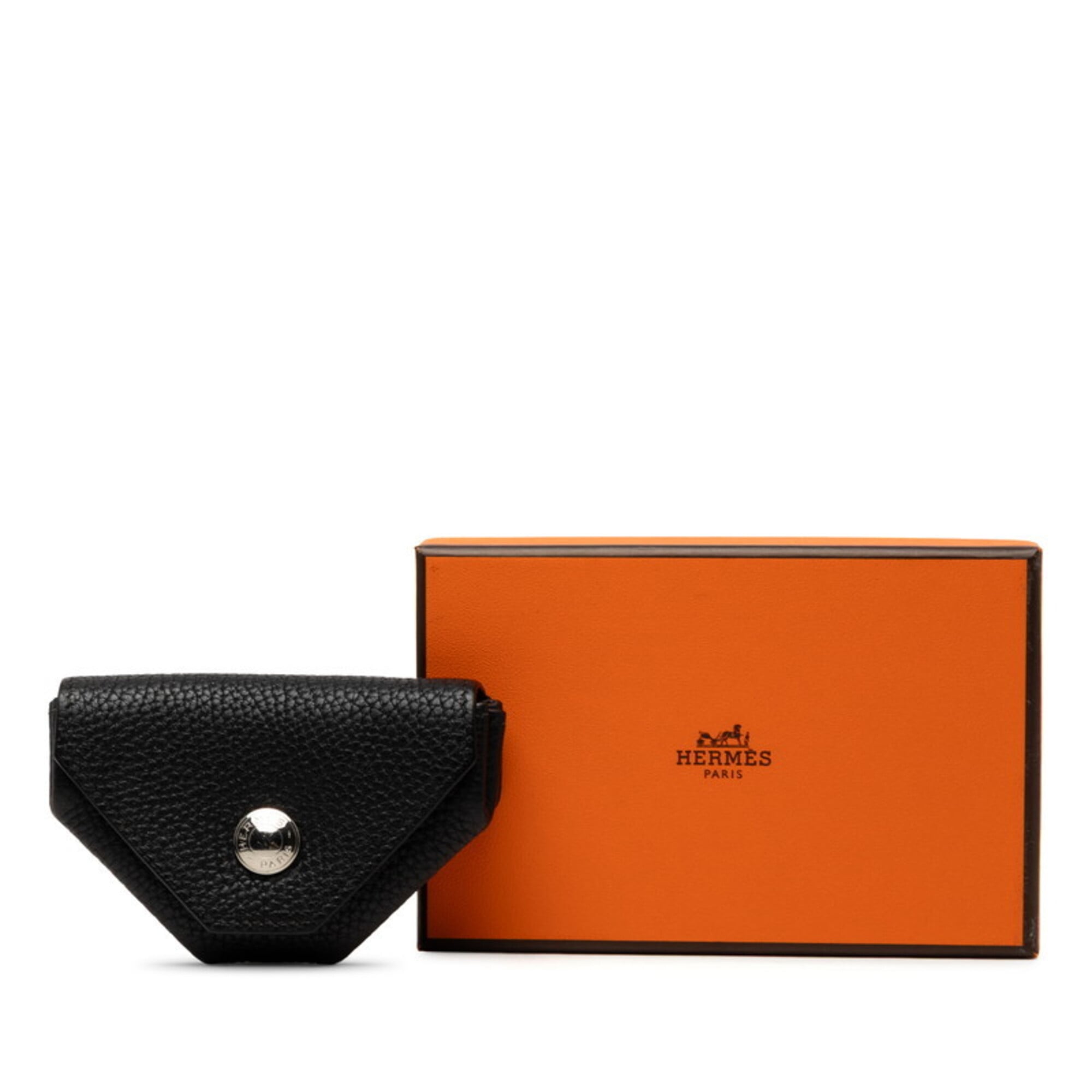 Hermes Black Chevre Leather Coin Purse/Coin Case (Pre-Owned)