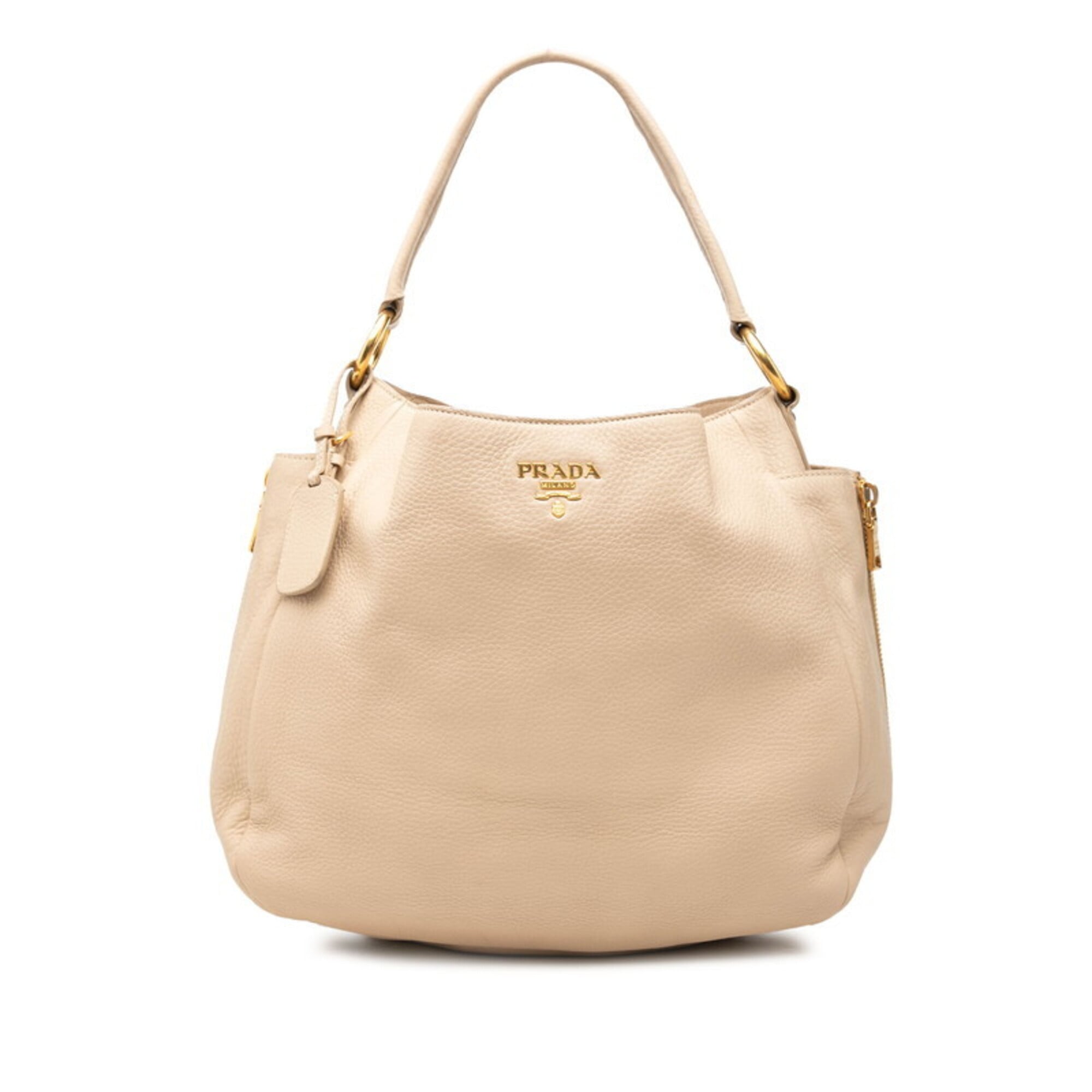 Prada Beige Leather Handbag Tote Bag (Pre-Owned)