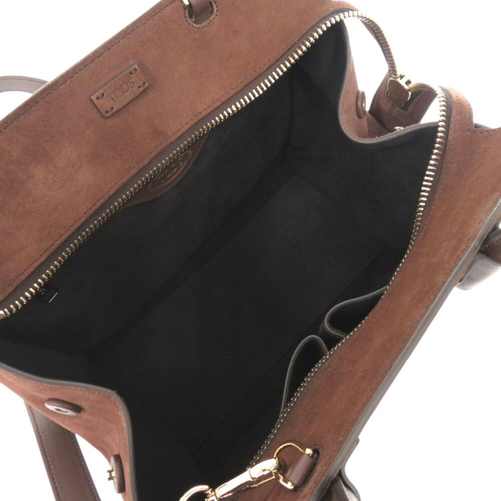 Tod's Brown Suede Leather Handbag Shoulder Bag (Pre-Owned)