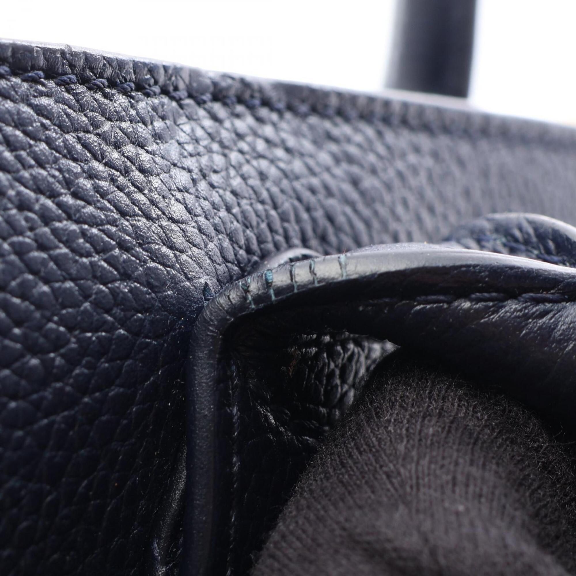 Chanel Navy Leather Handbag Tote Bag (Pre-Owned)
