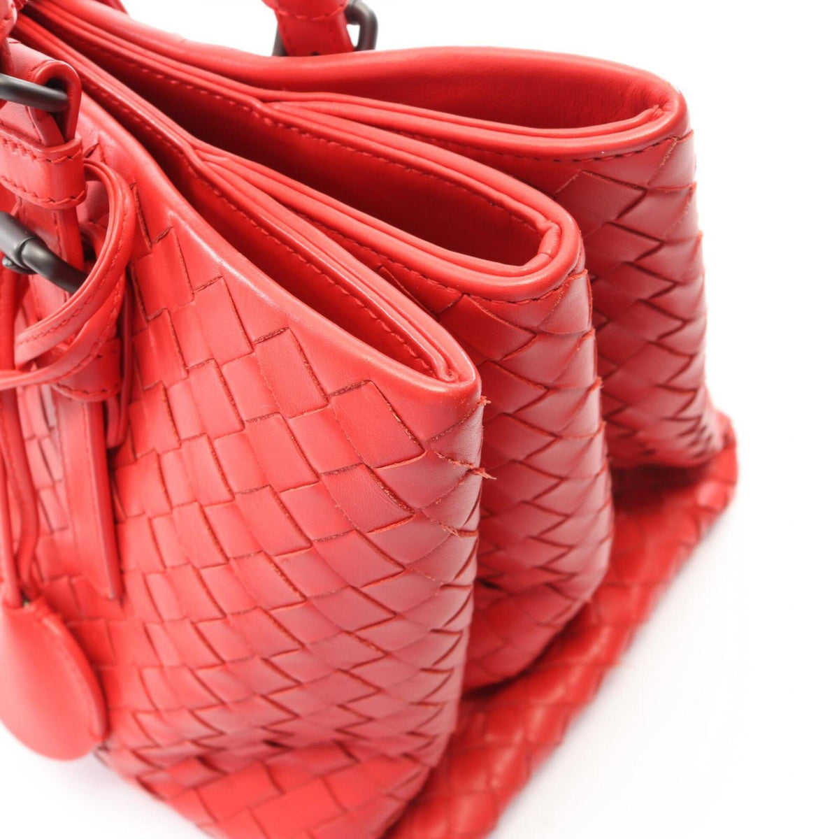 Bottega Veneta Red Color Intrecciato Handbag (Pre-Owned)