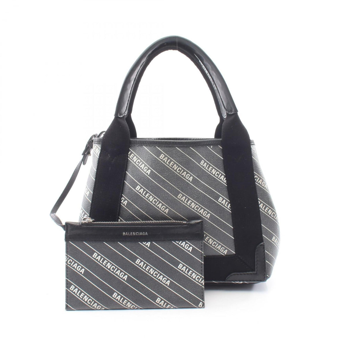Balenciaga Black Coated Canvas Handbag Pouch (Pre-Owned)